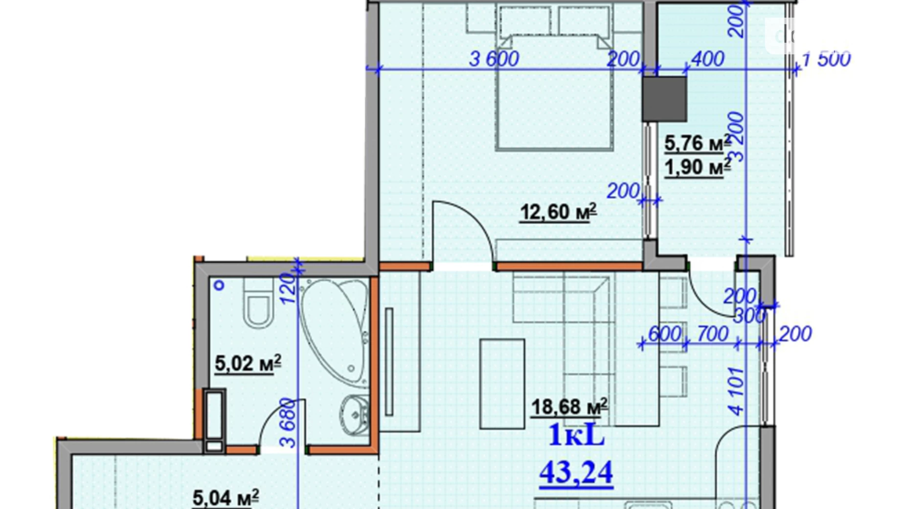 Продается 1-комнатная квартира 43.24 кв. м в Ивано-Франковске, ул. Целевича Юлиана, 28 - фото 2