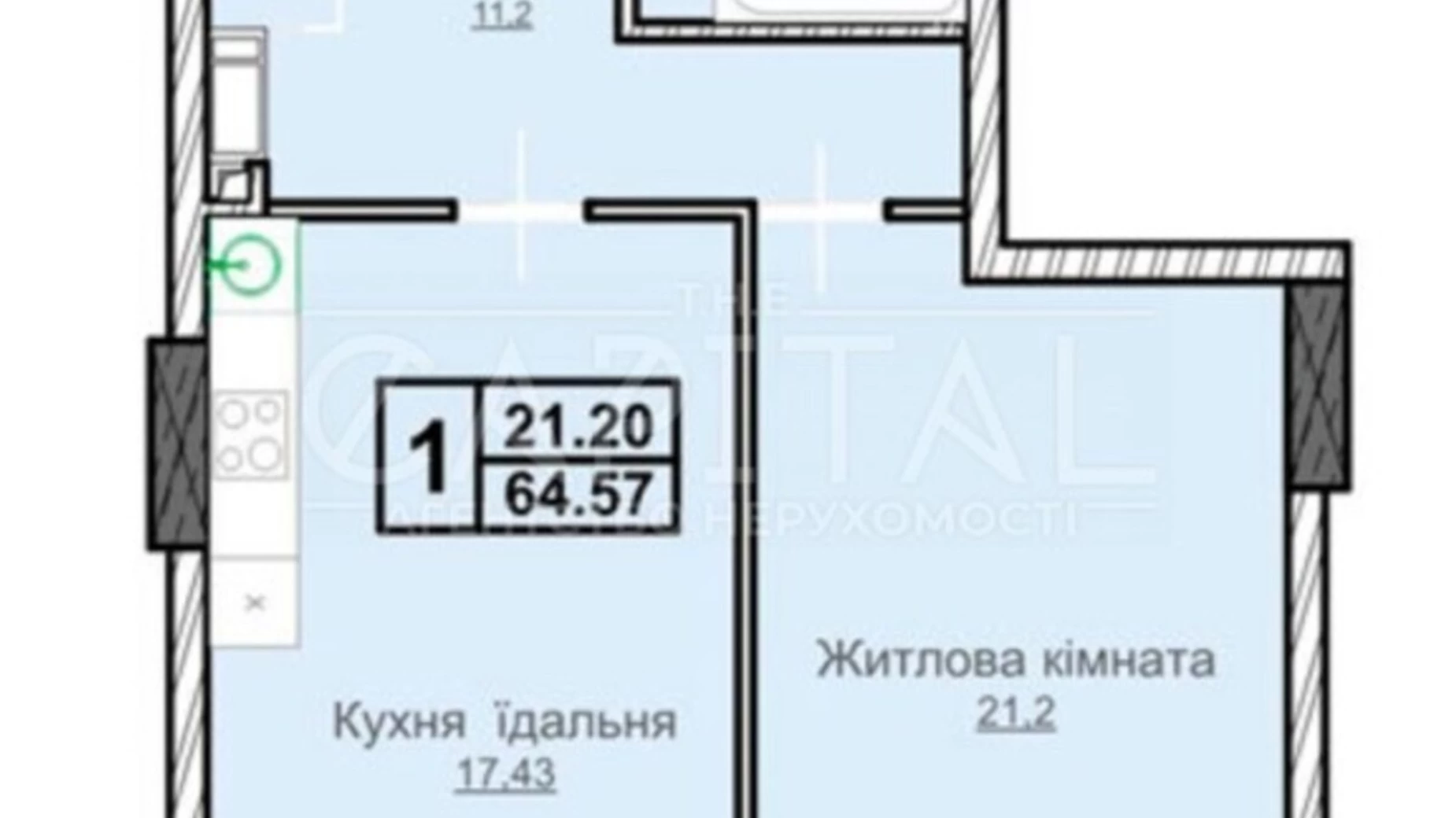 Продается 1-комнатная квартира 62 кв. м в Киеве, ул. Андрея Верхогляда(Драгомирова)