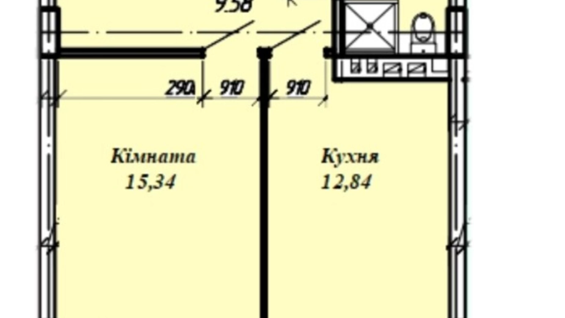 Продается 1-комнатная квартира 44 кв. м в Великих Гаях