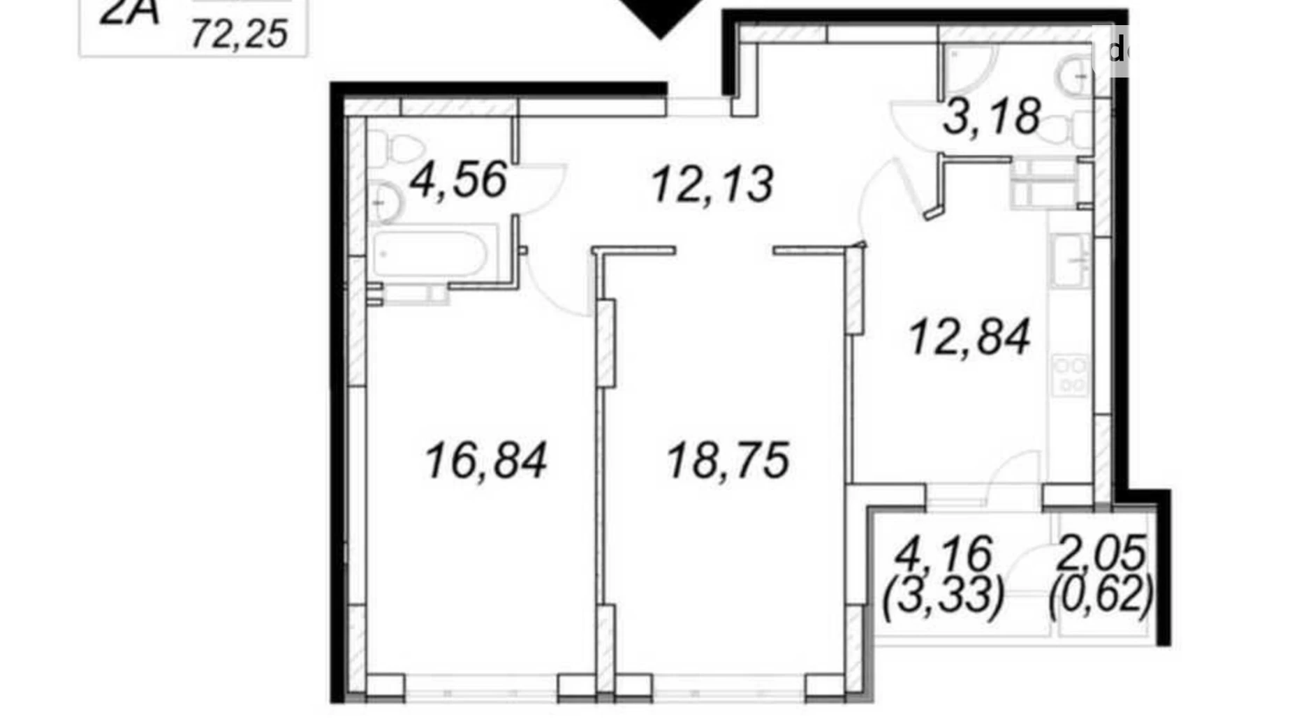 Продається 2-кімнатна квартира 72 кв. м у Києві, пров. Балтійський, 23