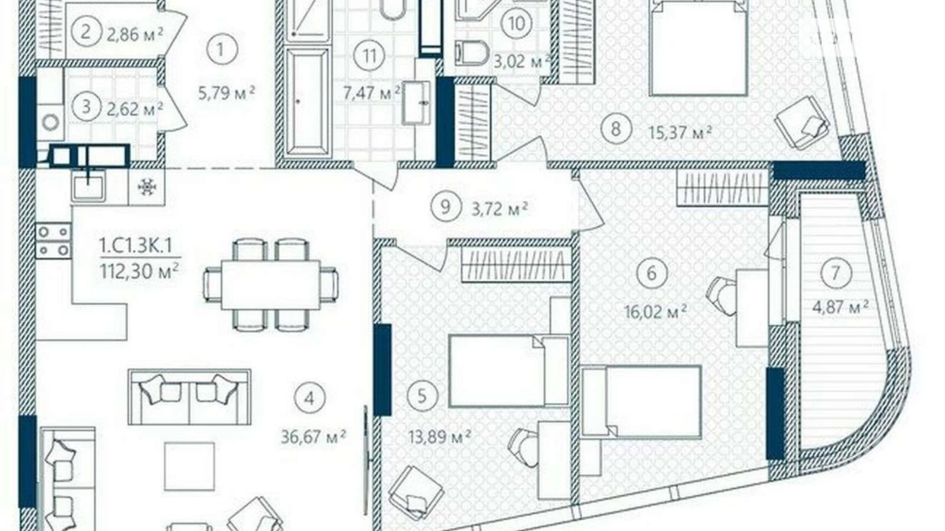 Продается 3-комнатная квартира 112 кв. м в Киеве, ул. Евгения Сверстюка, 54