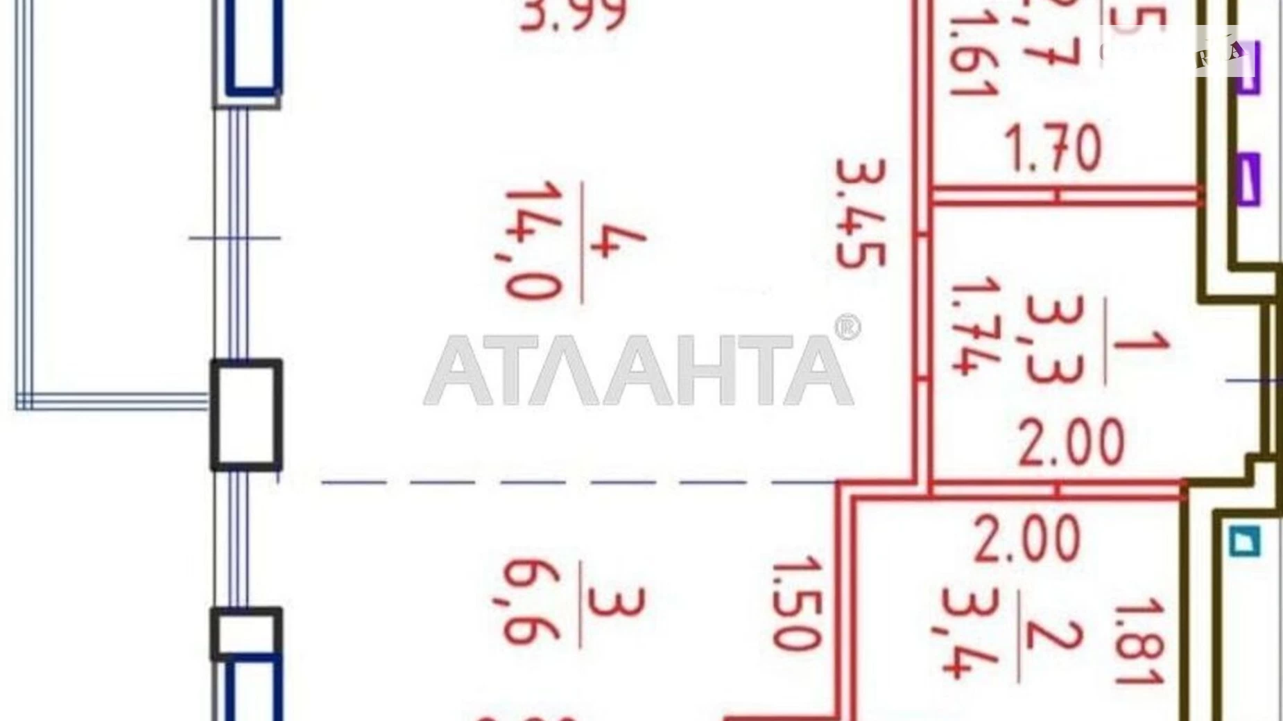 Продається 1-кімнатна квартира 32.5 кв. м у Одесі, пров. Середньофонтанський, 3А