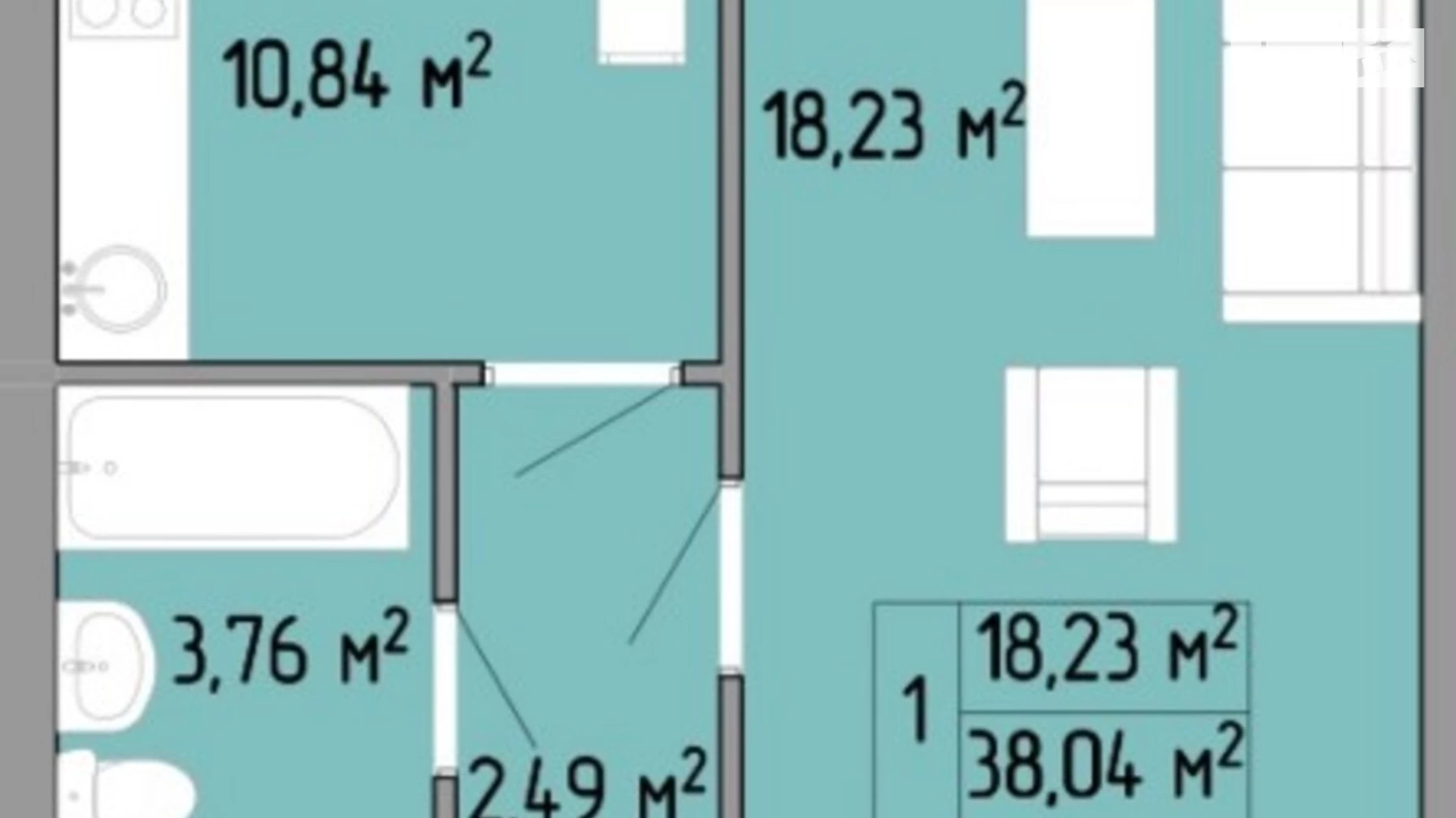 Продается 1-комнатная квартира 38.9 кв. м в Одессе, просп. Небесной Сотни