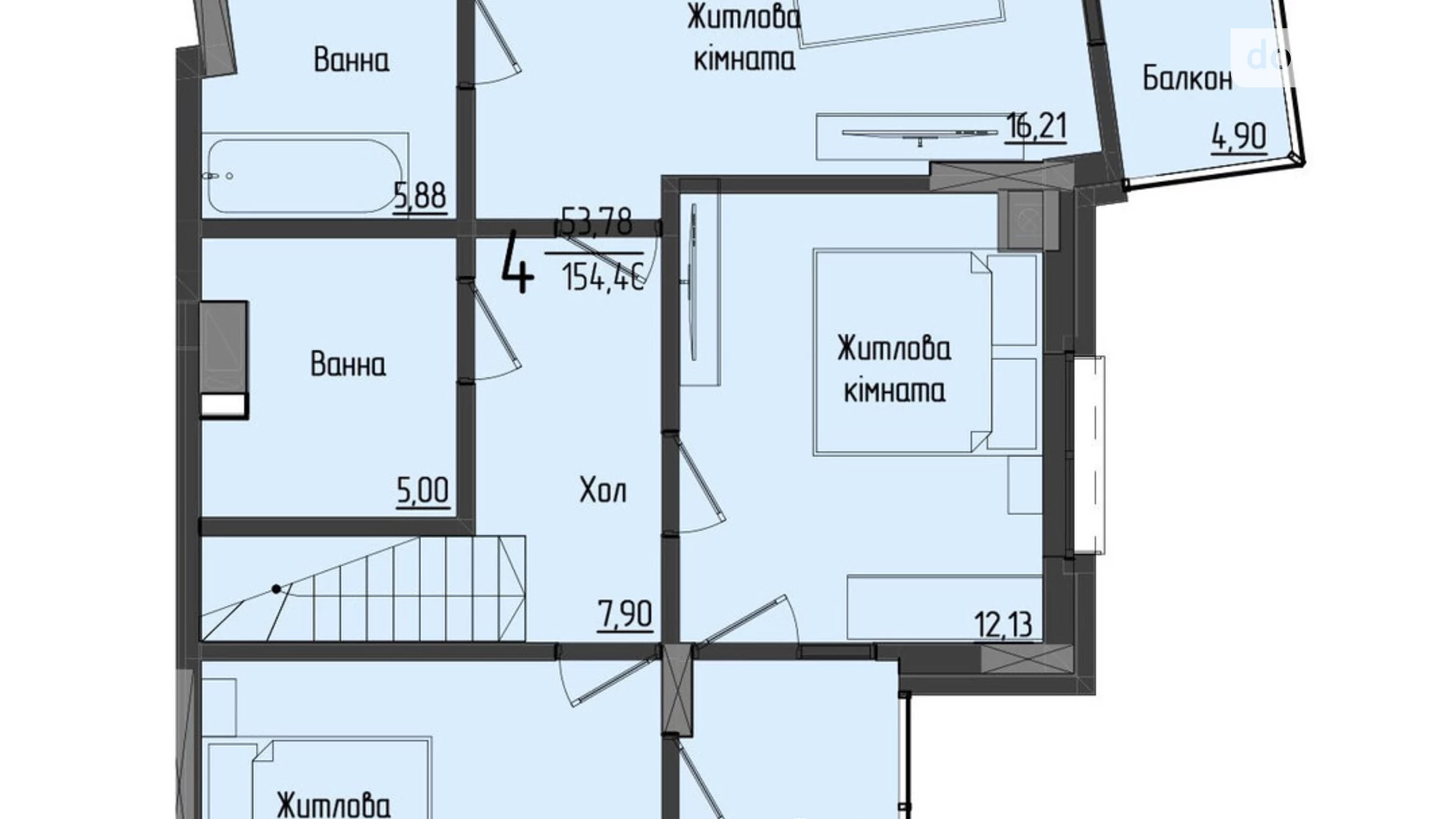 Продается 4-комнатная квартира 152.87 кв. м в Черновцах, ул. Науки, 1