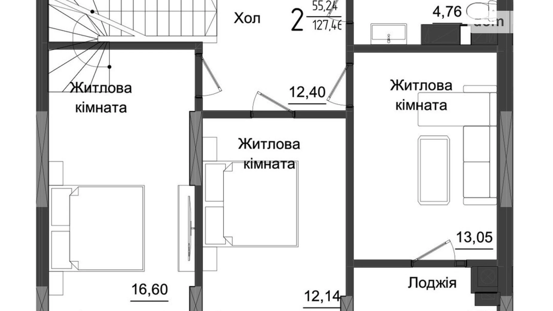 Продається 4-кімнатна квартира 128.66 кв. м у Чернівцях, вул. Науки, 1