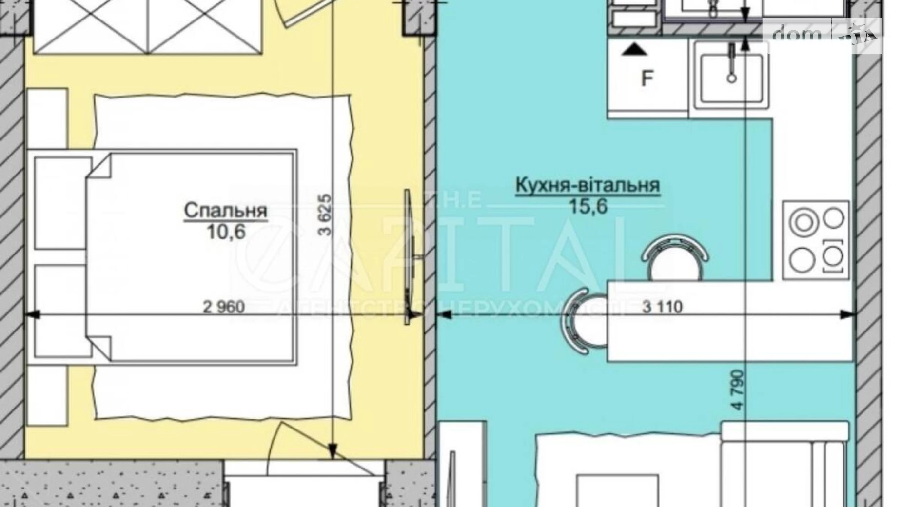 Продается 1-комнатная квартира 42 кв. м в Киеве, бул. Тадея Рыльского, 3