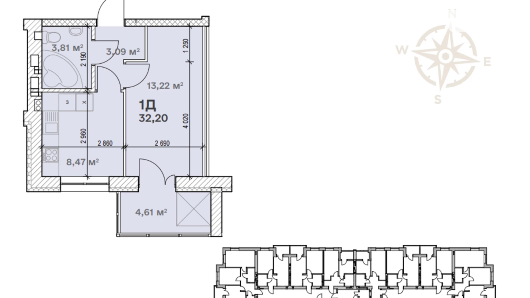 Продается 1-комнатная квартира 32.2 кв. м в Дымере, ул. Бударина