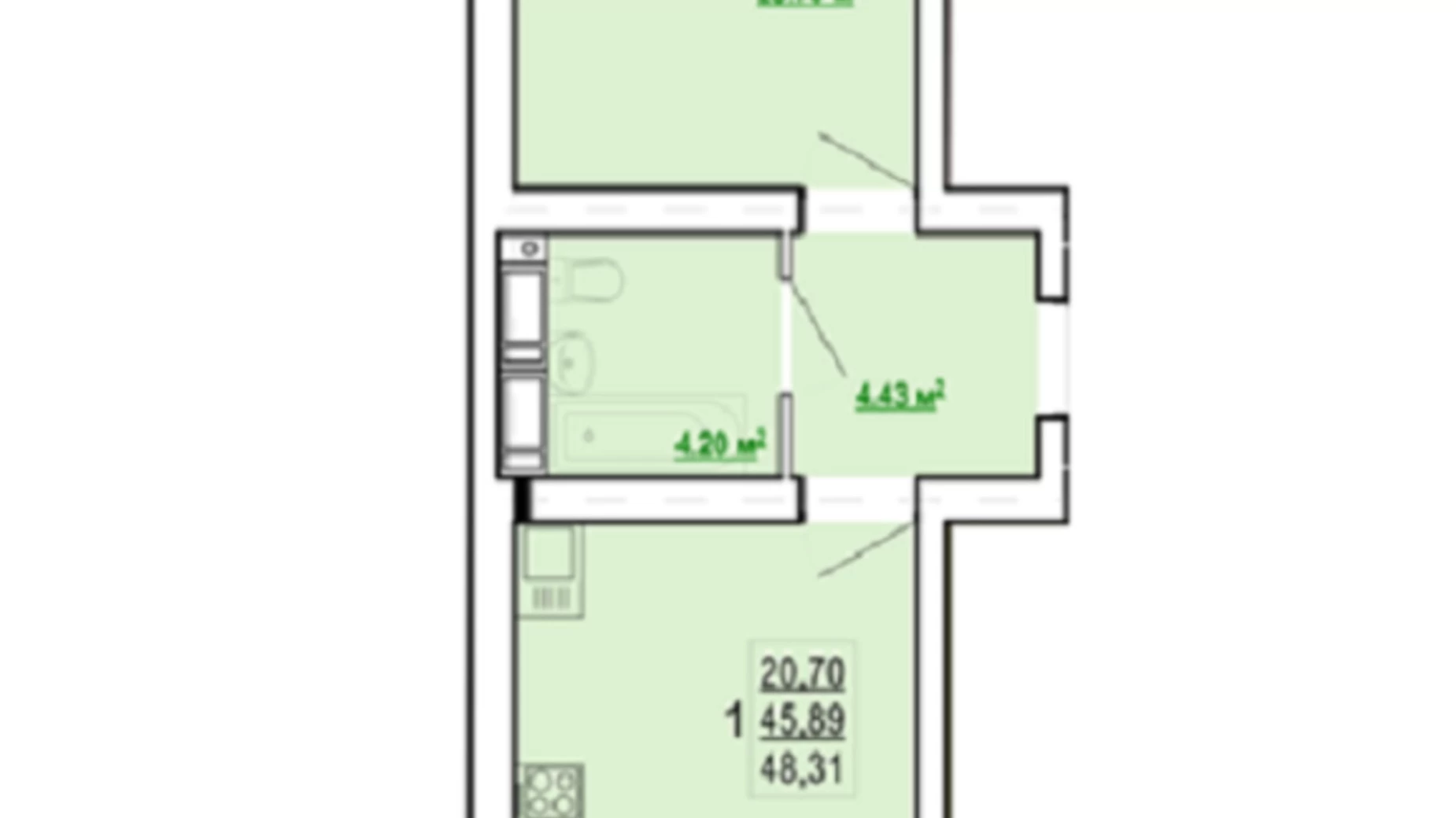 Продается 1-комнатная квартира 48 кв. м в Харькове, пер. Победы, 86