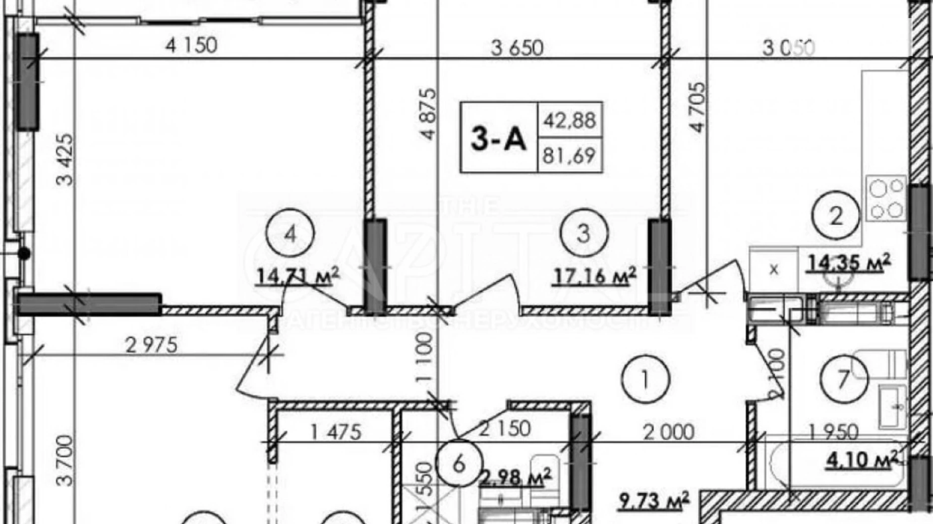 Продается 3-комнатная квартира 82 кв. м в Киеве, ул. Каунасская