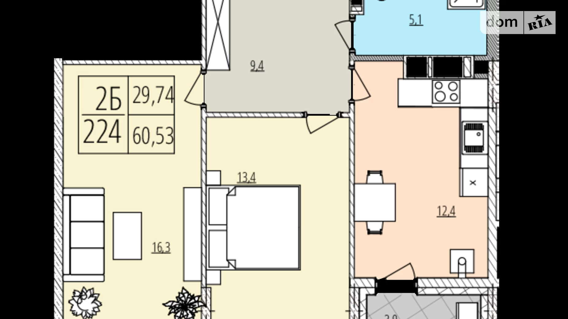 Продается 2-комнатная квартира 60.53 кв. м в Виннице, Барское шоссе