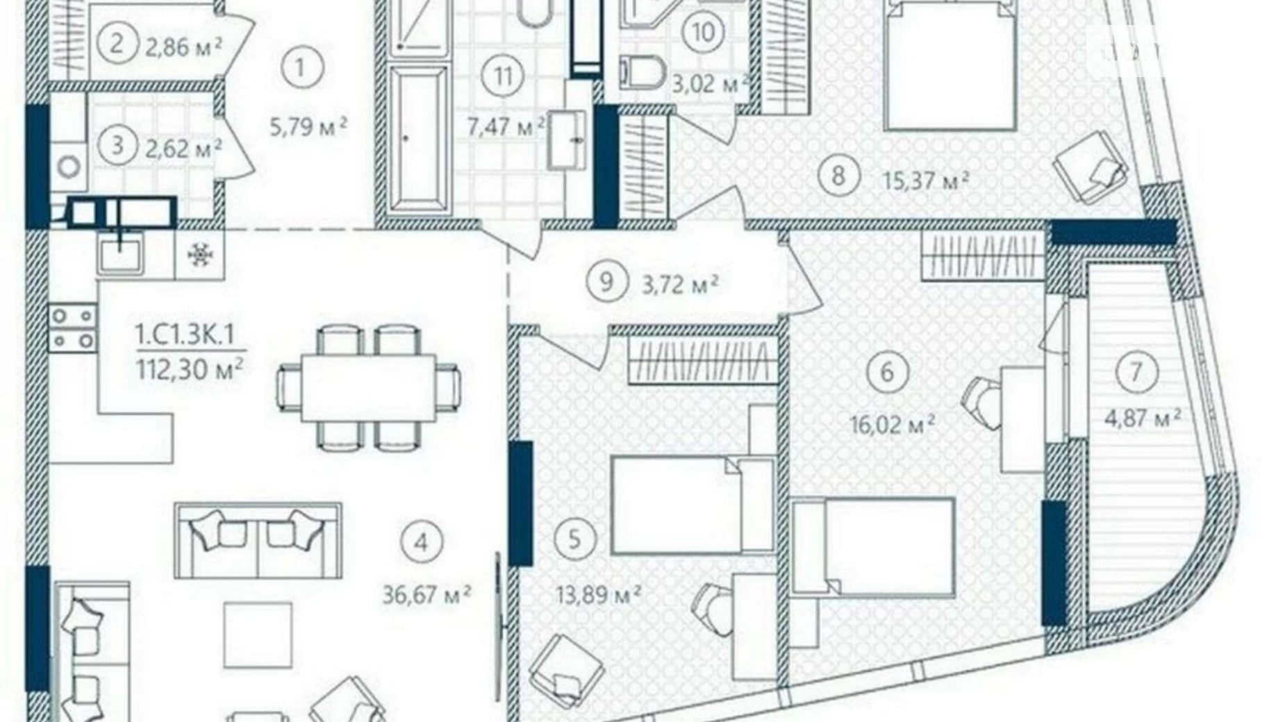 Продається 3-кімнатна квартира 112 кв. м у Києві, вул. Євгена Сверстюка, 54 - фото 3