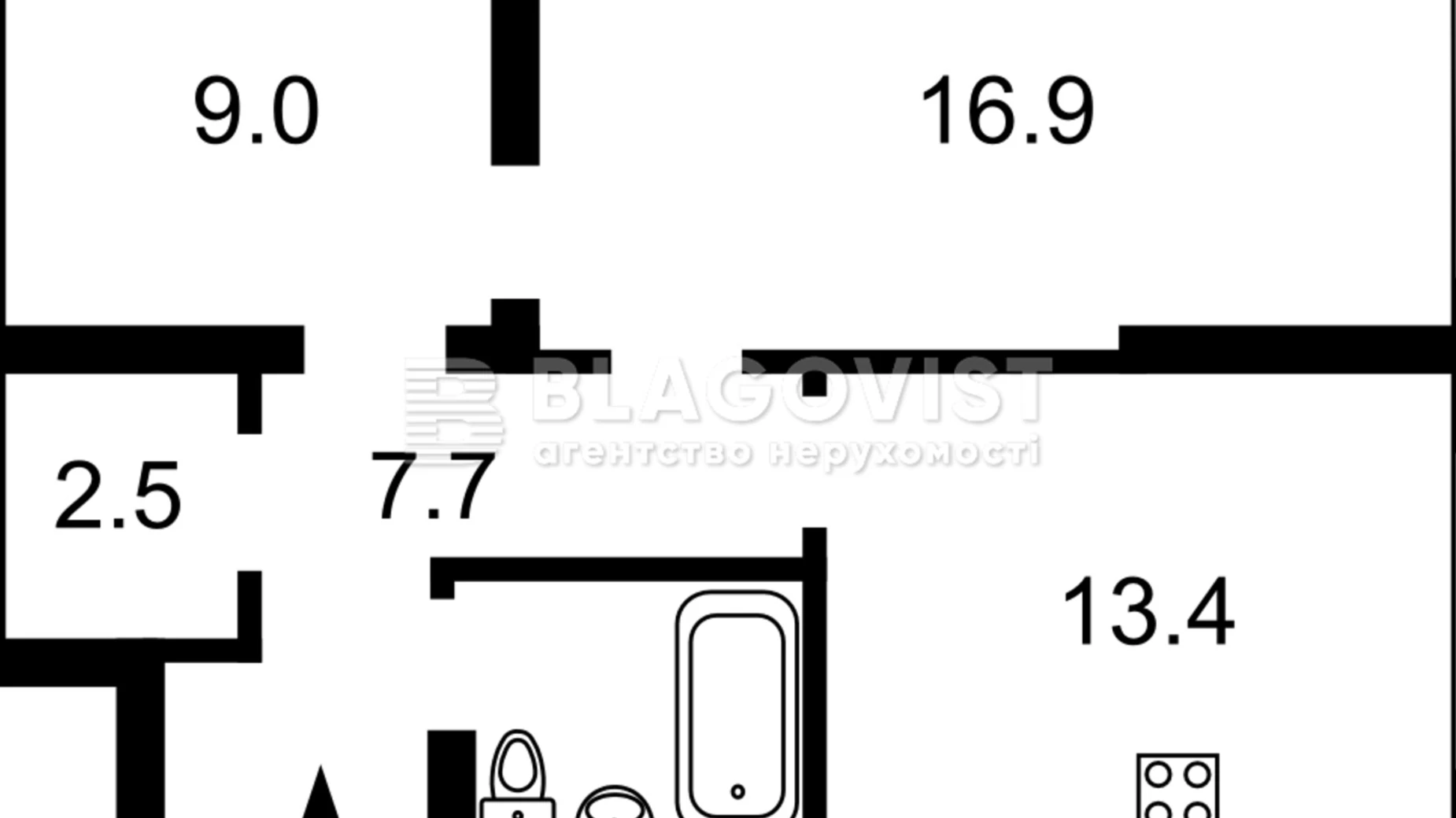 Продается 2-комнатная квартира 55 кв. м в Киеве, ул. Бульварно-Кудрявская, 17