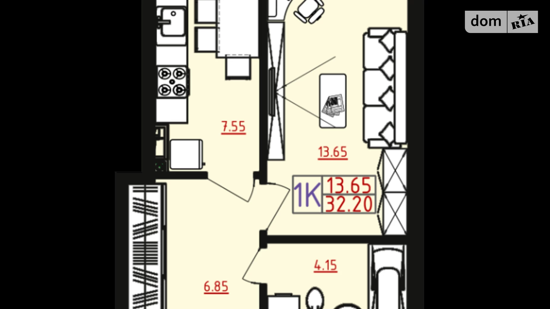 Продається 1-кімнатна квартира 32 кв. м у Одесі, вул. Марсельська