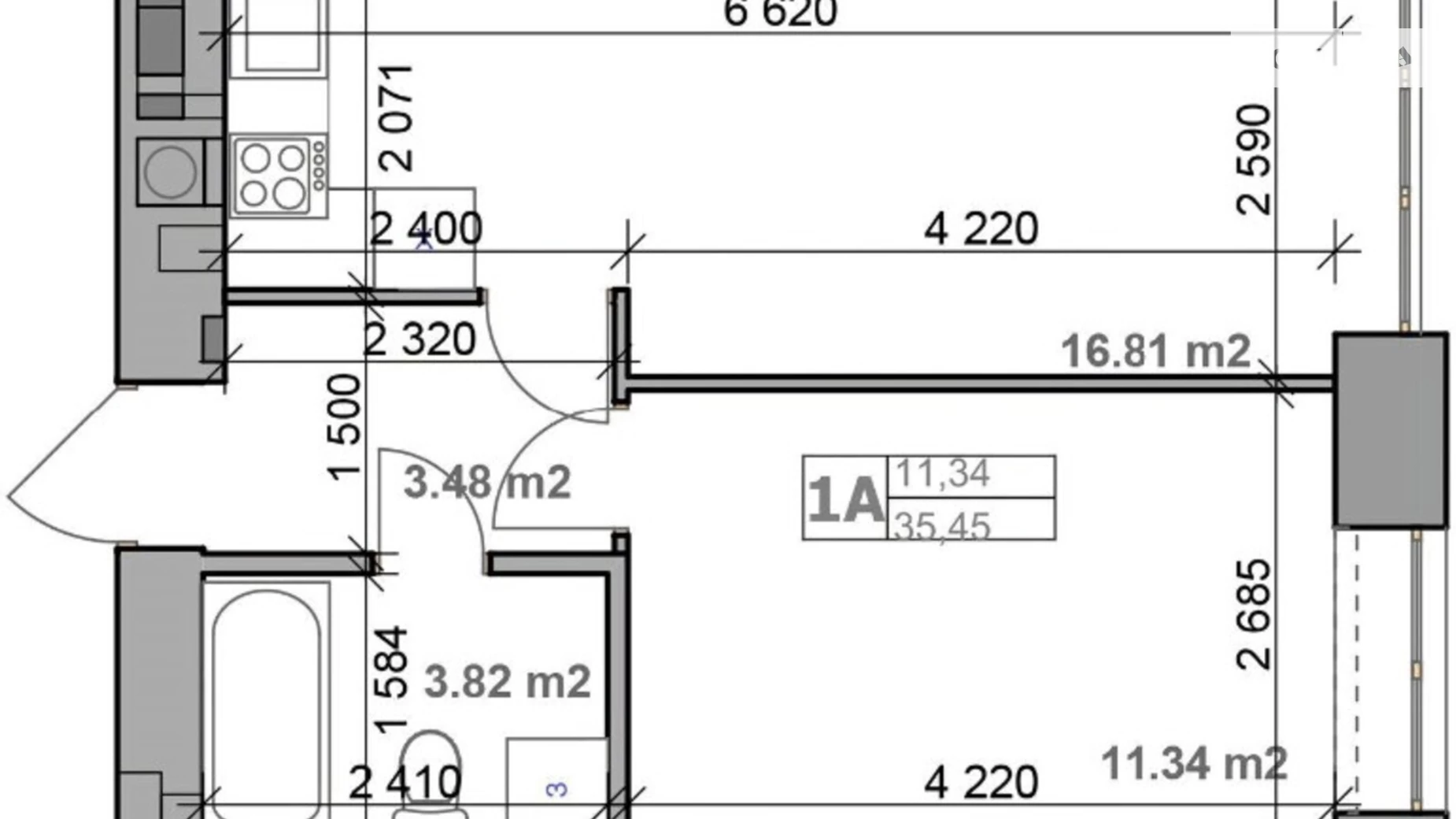 Продается 1-комнатная квартира 36 кв. м в Гатном, ул. Покровская(Советская), 2/2 - фото 2