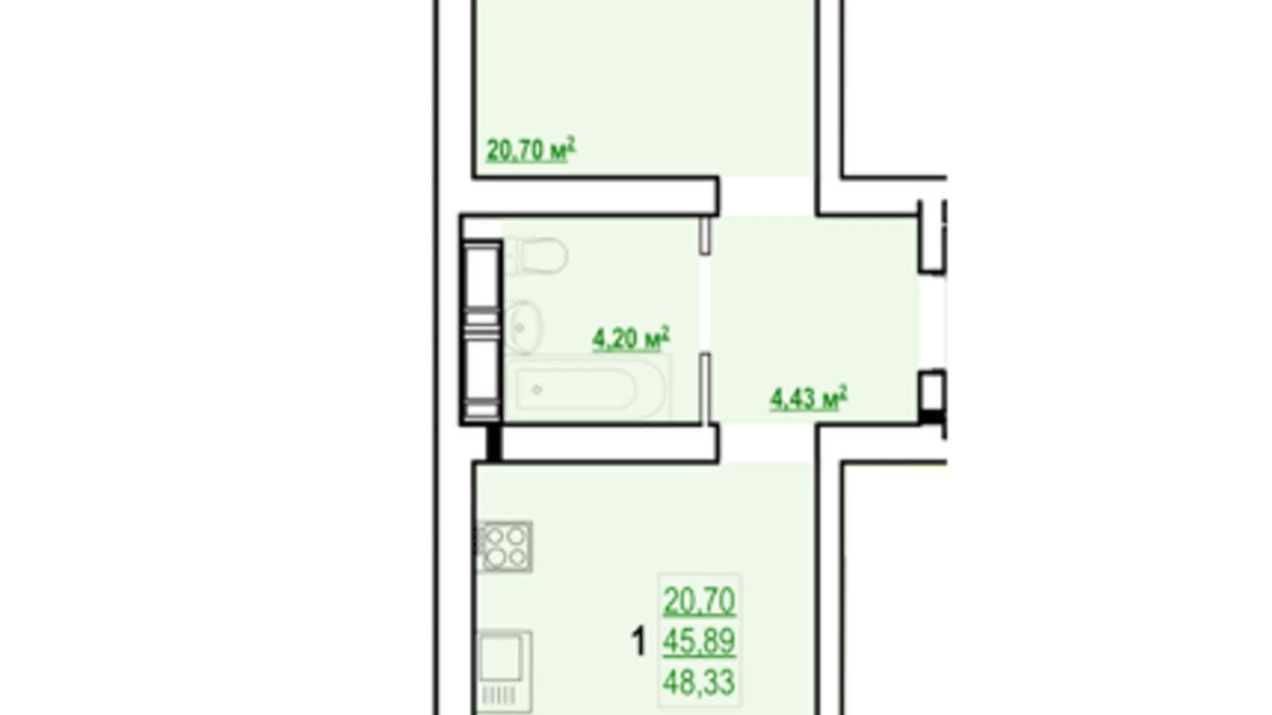 Продается 1-комнатная квартира 48.33 кв. м в Харькове, ул. Полтавский Шлях, 186 - фото 2