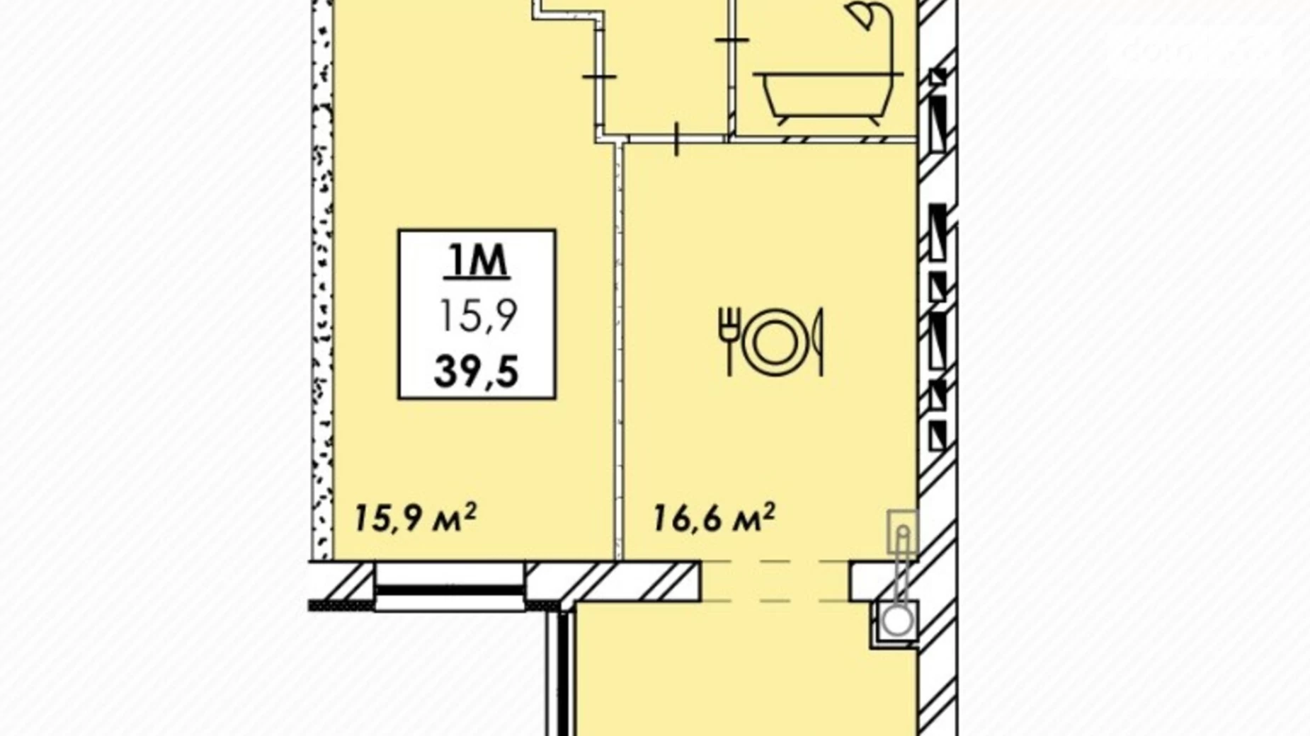 Продается 1-комнатная квартира 39.9 кв. м в Черкассах, ул. Надпольная, 222