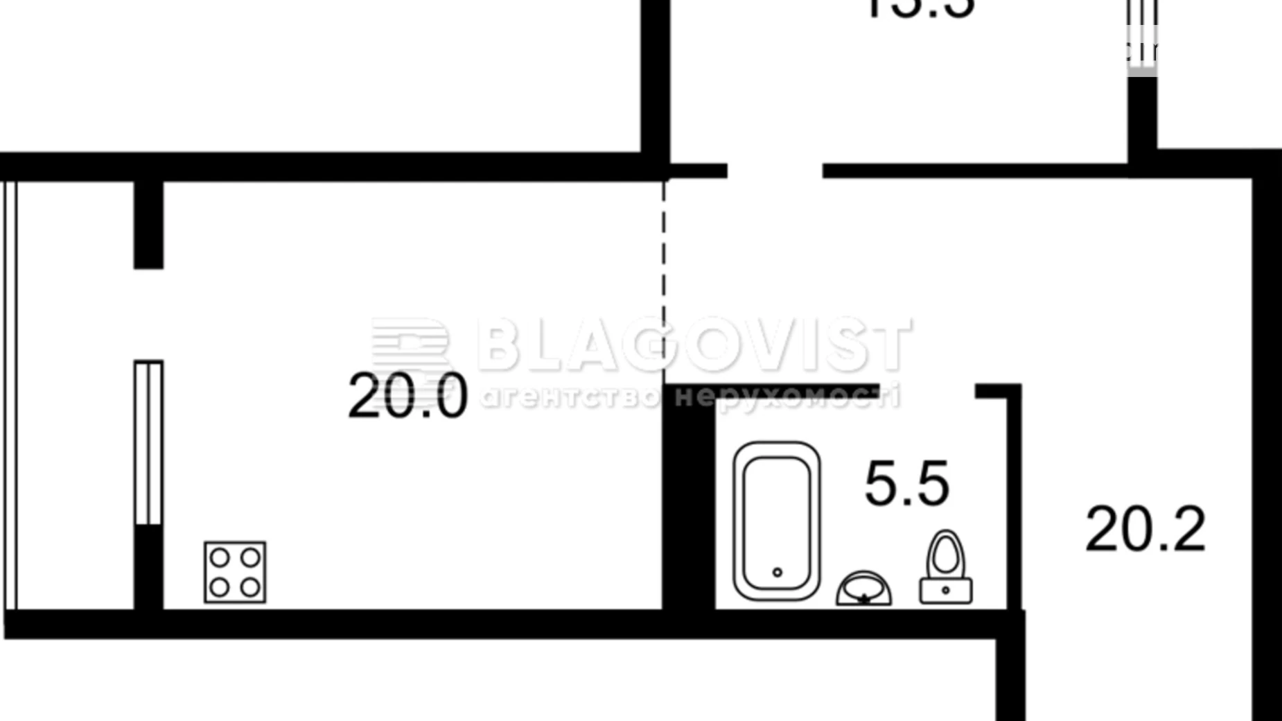 Продается 1-комнатная квартира 61.4 кв. м в Киеве, ул. Березовая, 46