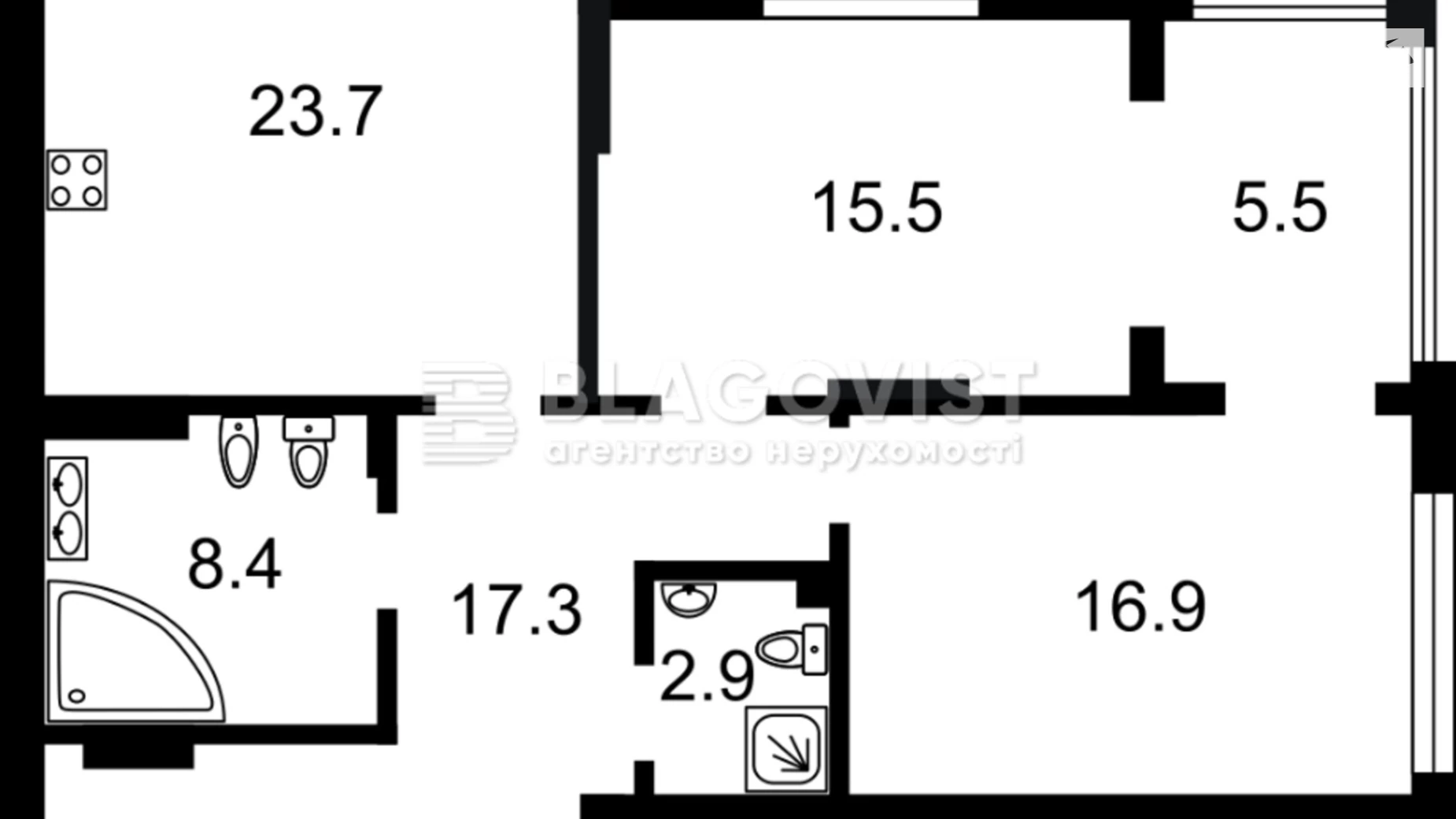 Продается 2-комнатная квартира 90 кв. м в Киеве, ул. Трускавецкая, 2А