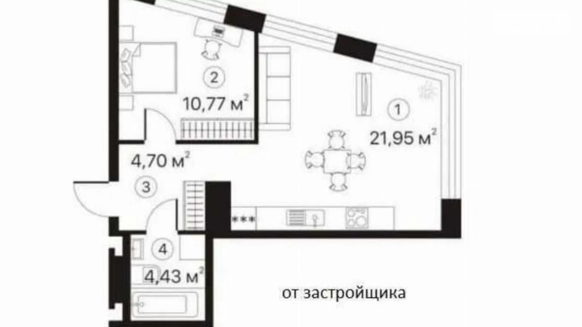 Продается 1-комнатная квартира 42 кв. м в Киеве, ул. Братьев Чебинеевых(Черниговская), 8 - фото 2