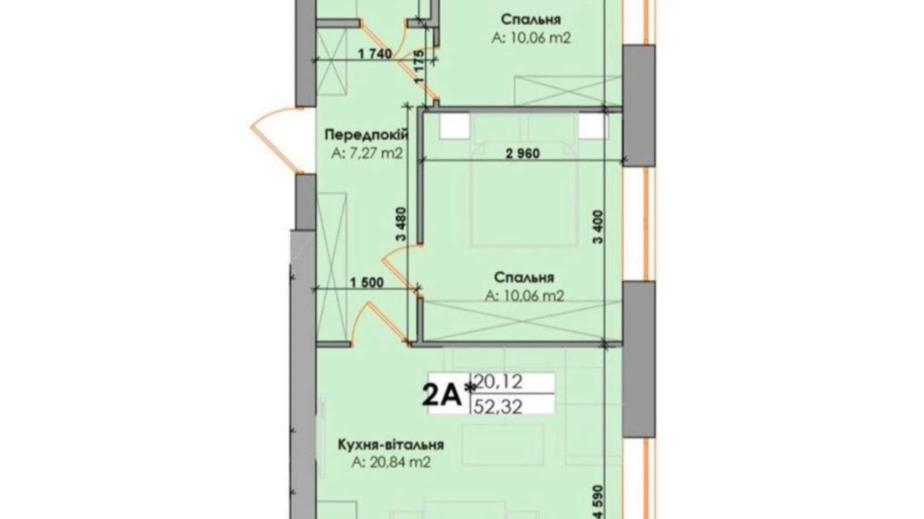 Продається 2-кімнатна квартира 52.3 кв. м у Ірпені, вул. Давидчука