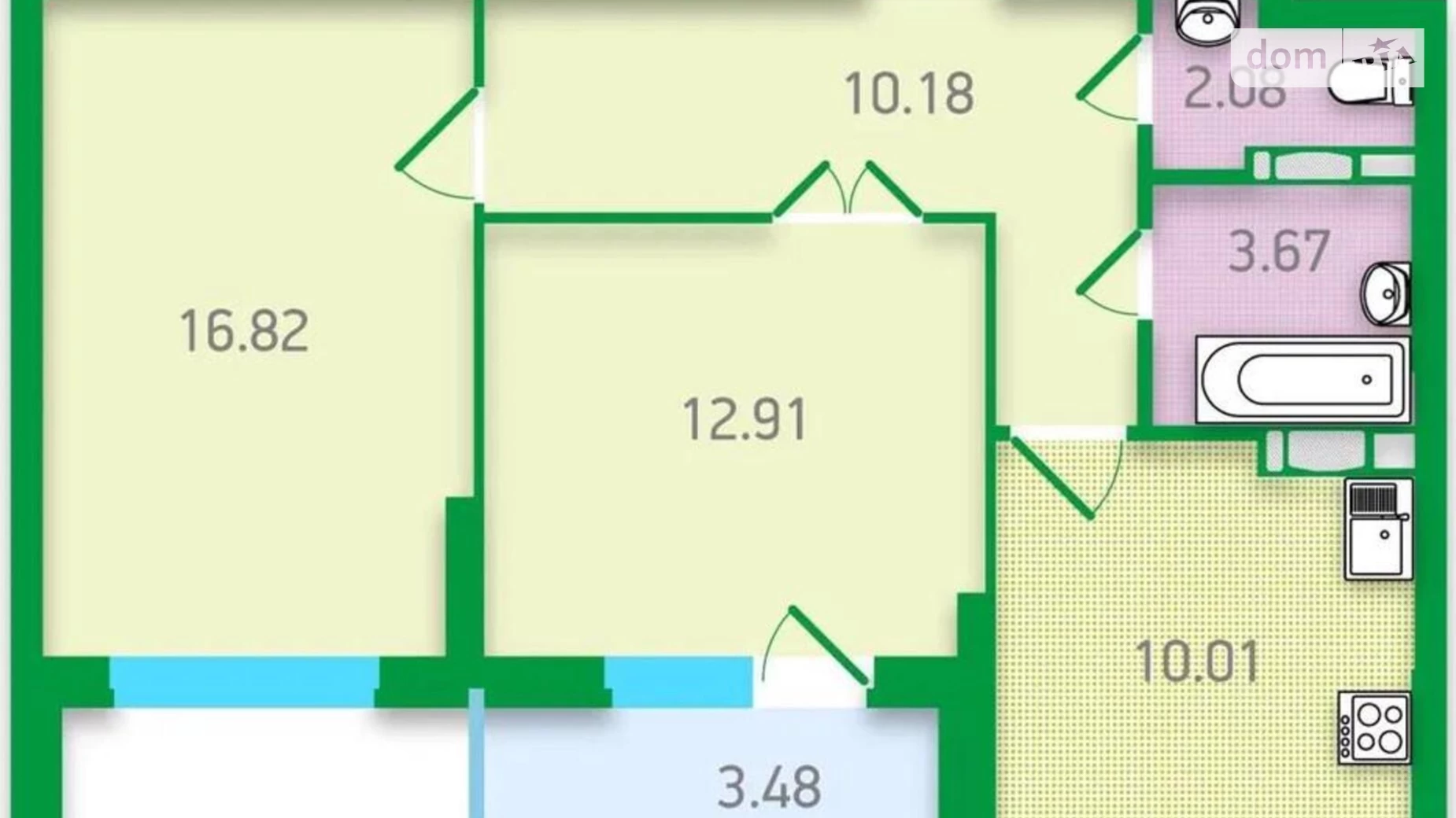 Продається 2-кімнатна квартира 56 кв. м у Києві, просп. Георгія Нарбута(Визволителів), 1А