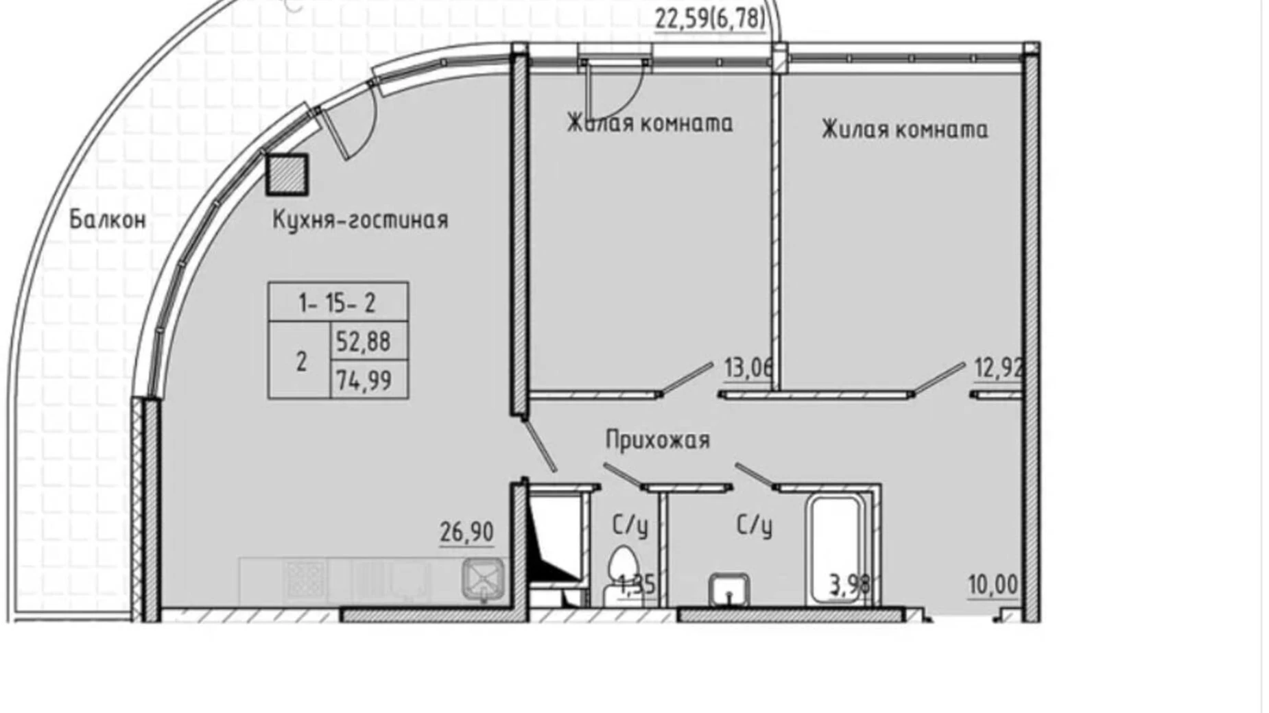 Продается 2-комнатная квартира 77 кв. м в Одессе, ул. Каманина, 1 - фото 5