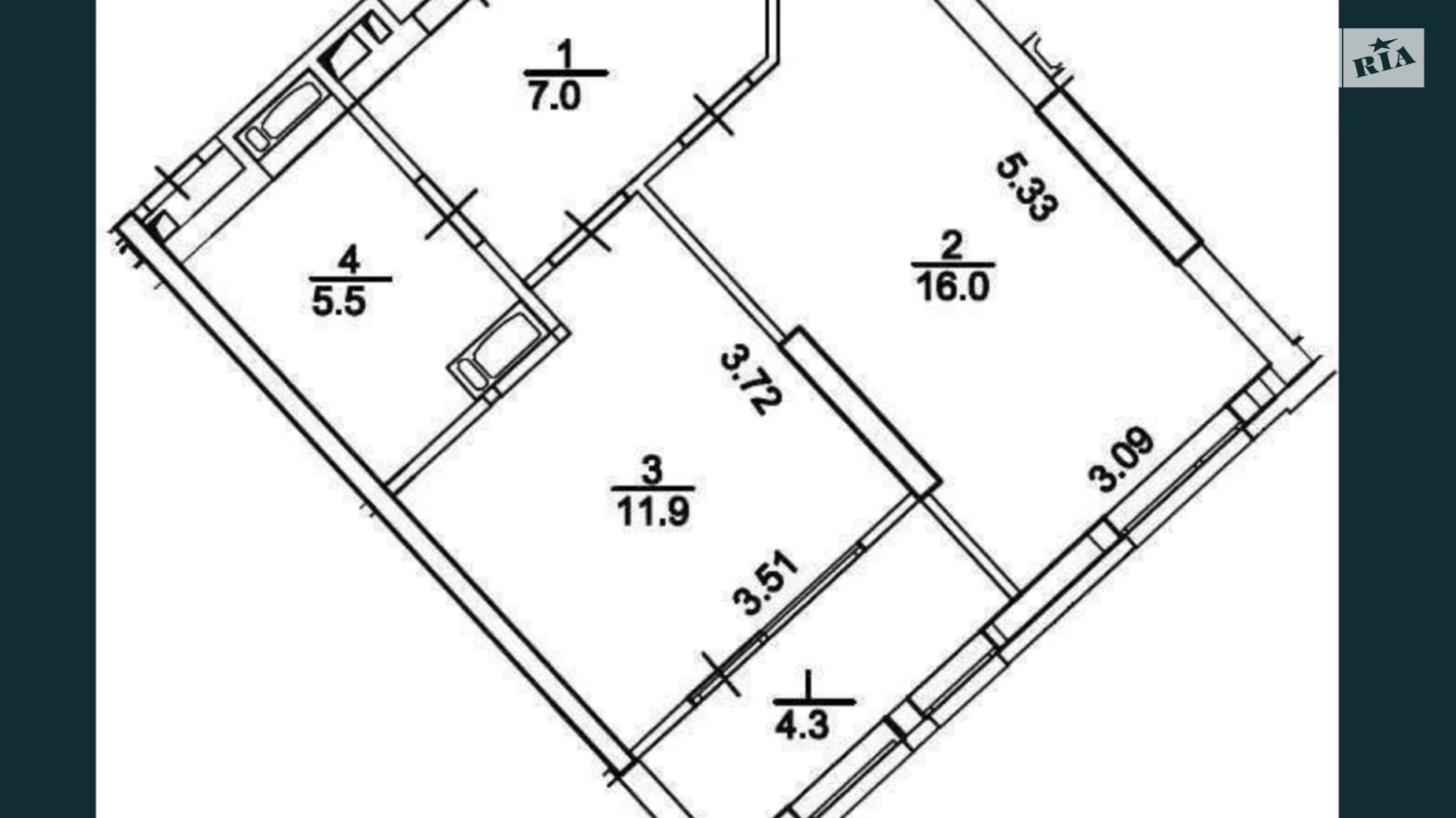 Продается 1-комнатная квартира 45 кв. м в Броварах, ул. Киевская