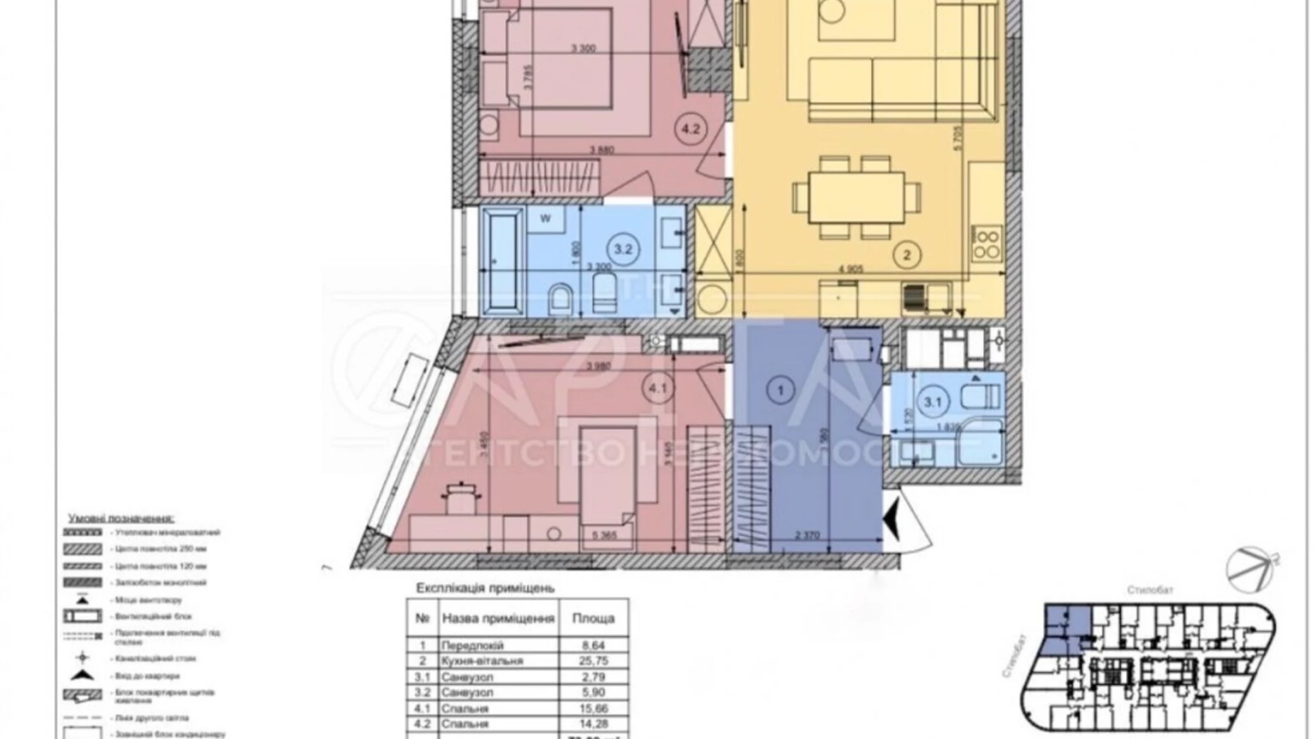 Продается 3-комнатная квартира 73 кв. м в Киеве, ул. Васильковская, 1