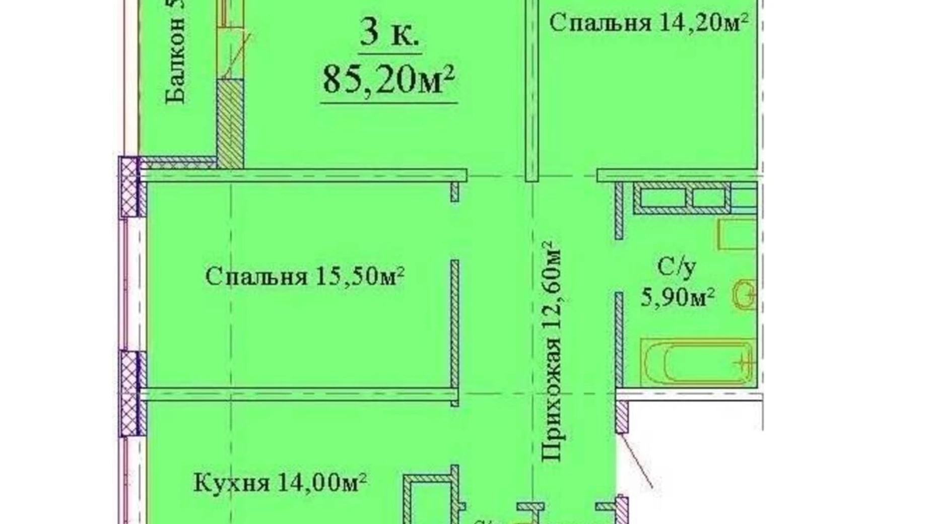 Продается 3-комнатная квартира 89 кв. м в Одессе, ул. Варненская