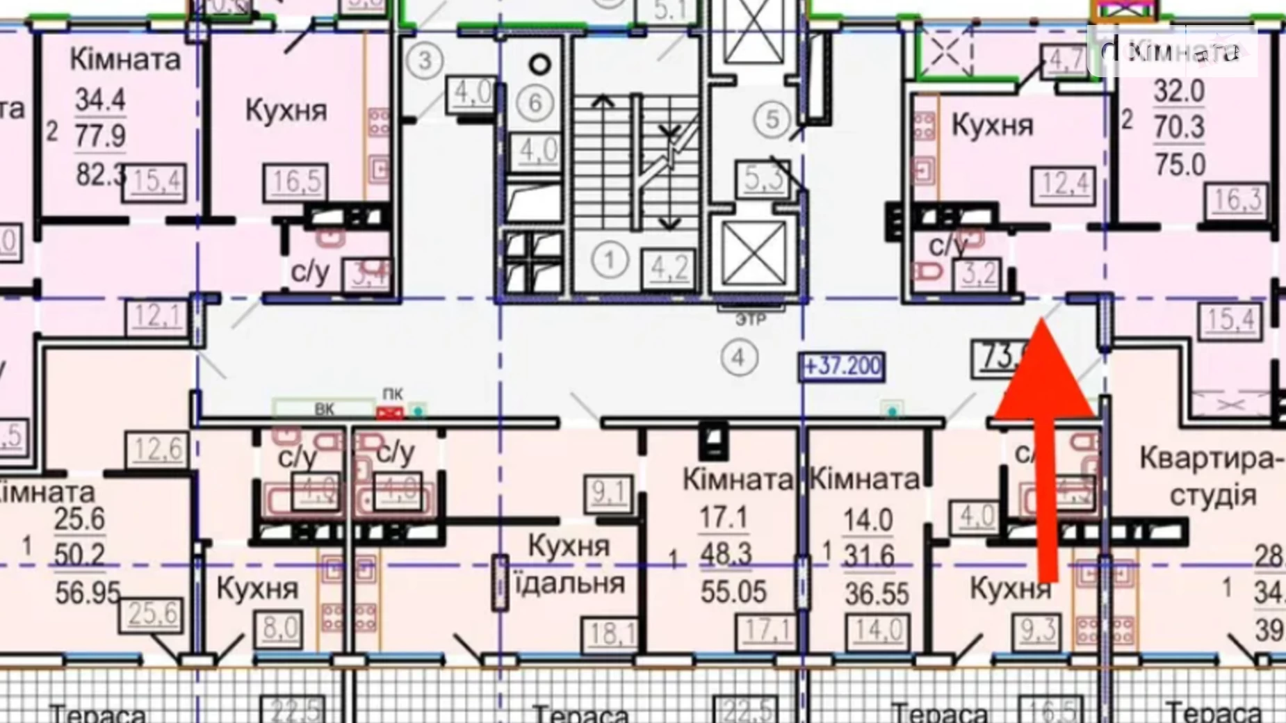 Продается 2-комнатная квартира 75 кв. м в Харькове, ул. Авиационная, 39