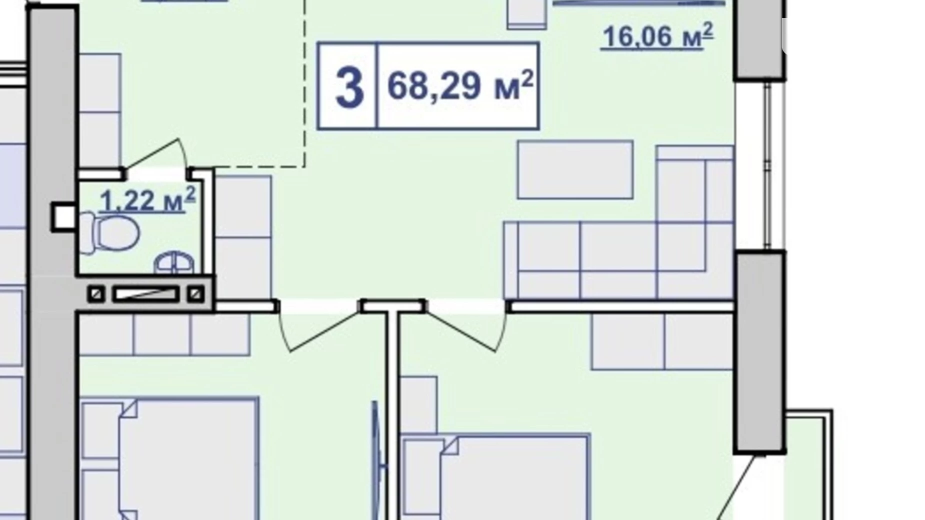 Продається 3-кімнатна квартира 68 кв. м у Івано-Франківську