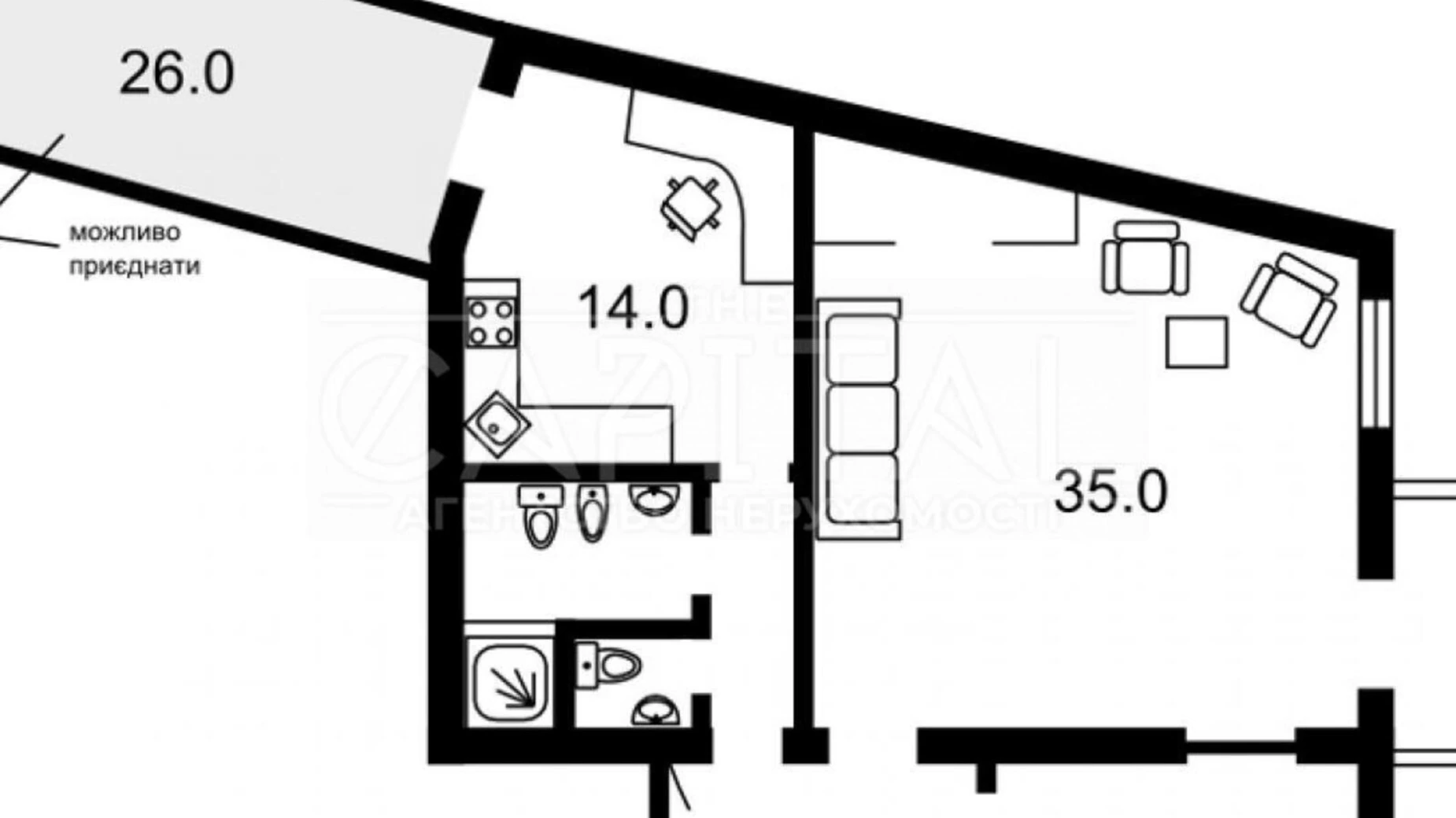 Продается 2-комнатная квартира 80 кв. м в Киеве, ул. Владимирская, 5