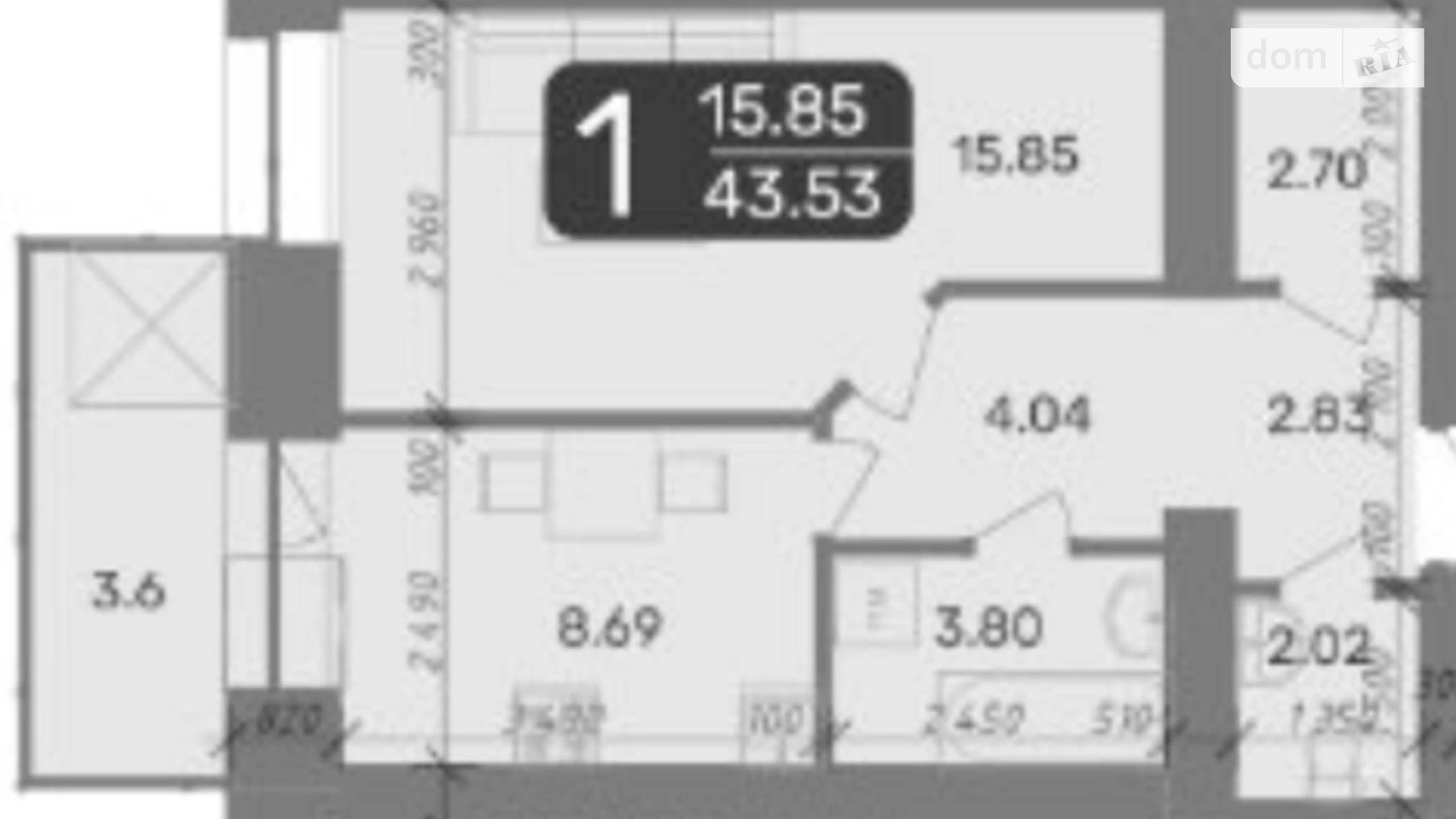 Продается 1-комнатная квартира 44.82 кв. м в Полтаве, ул. Великотырновская, 9А - фото 2