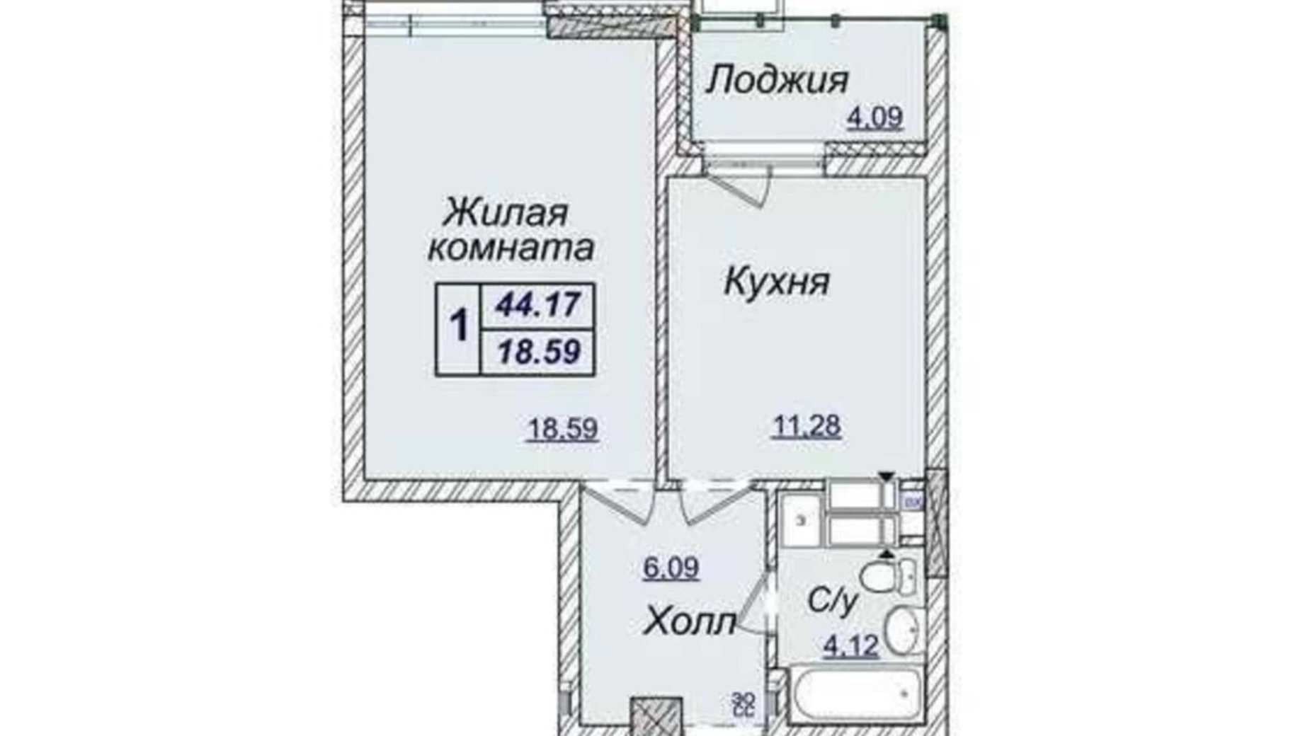 Продається 1-кімнатна квартира 44 кв. м у Києві, вул. Андрія Верхогляда(Драгомирова), 1-20А