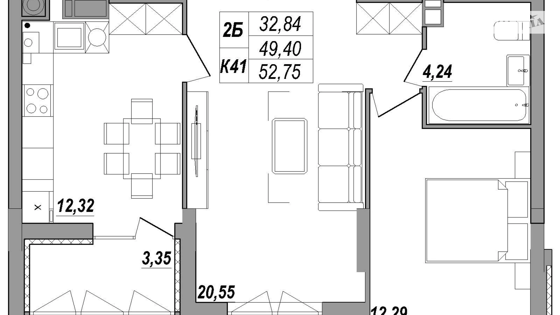 2-кімнатна квартира 52.75 кв. м у Тернополі - фото 4