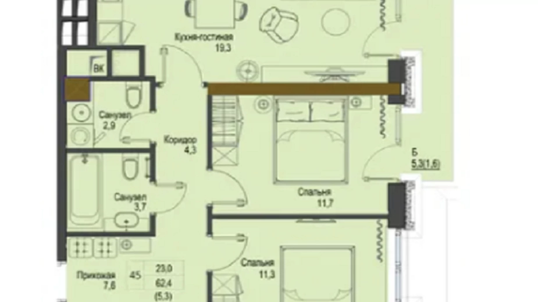 Продается 2-комнатная квартира 62 кв. м в Одессе, бул. Французский, 3 - фото 4