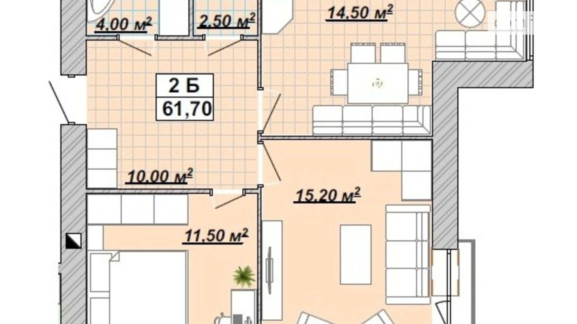 Продается 2-комнатная квартира 66 кв. м в Ивано-Франковске - фото 2