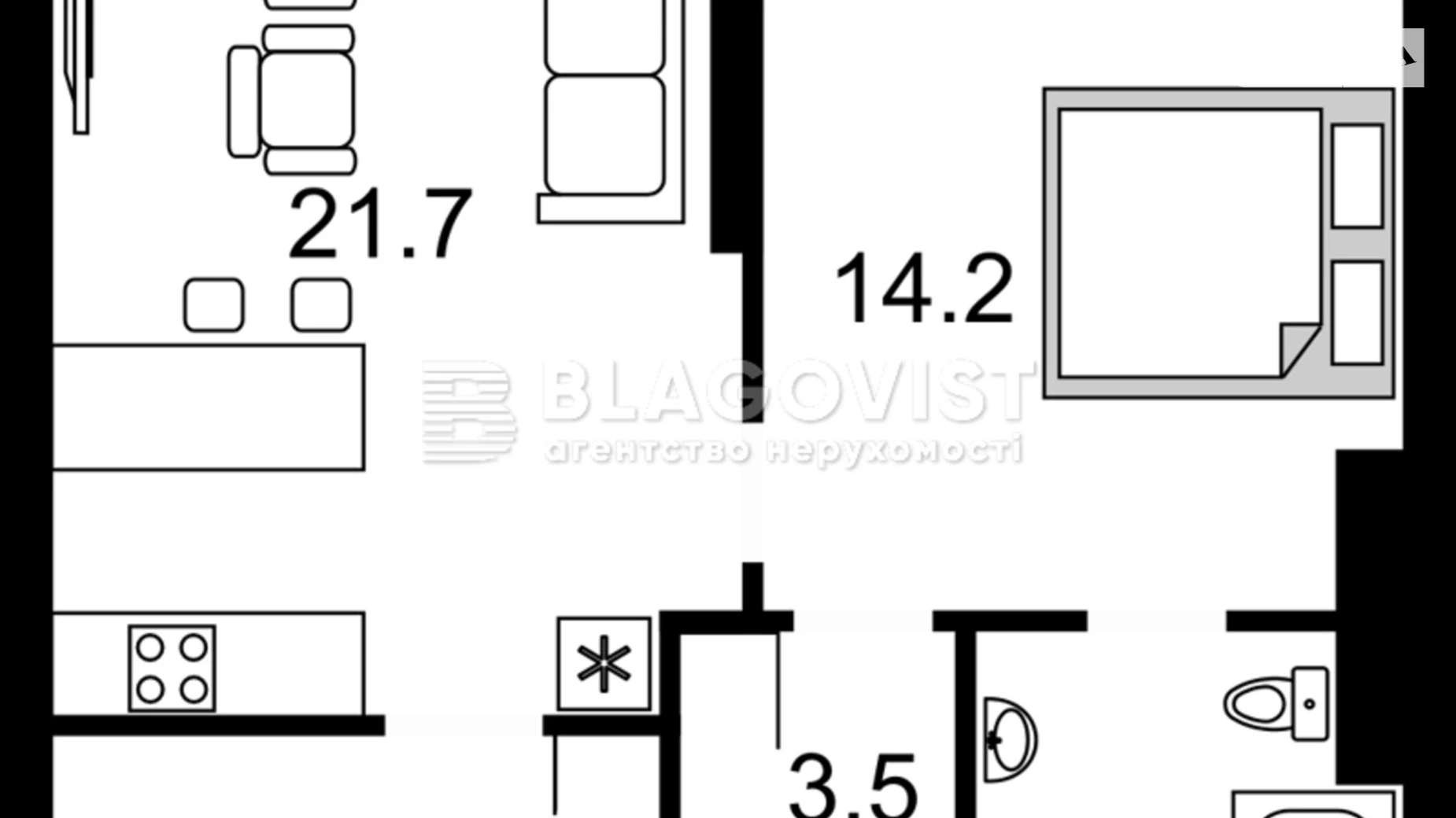 Продается 1-комнатная квартира 52 кв. м в Киеве, ул. Бульварно-Кудрявская, 15А