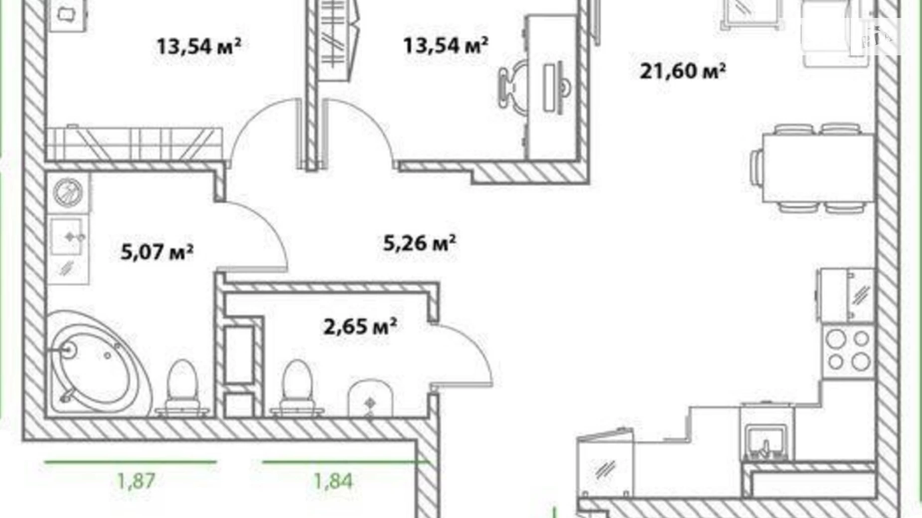 Продается 2-комнатная квартира 69 кв. м в Киеве, просп. Правды