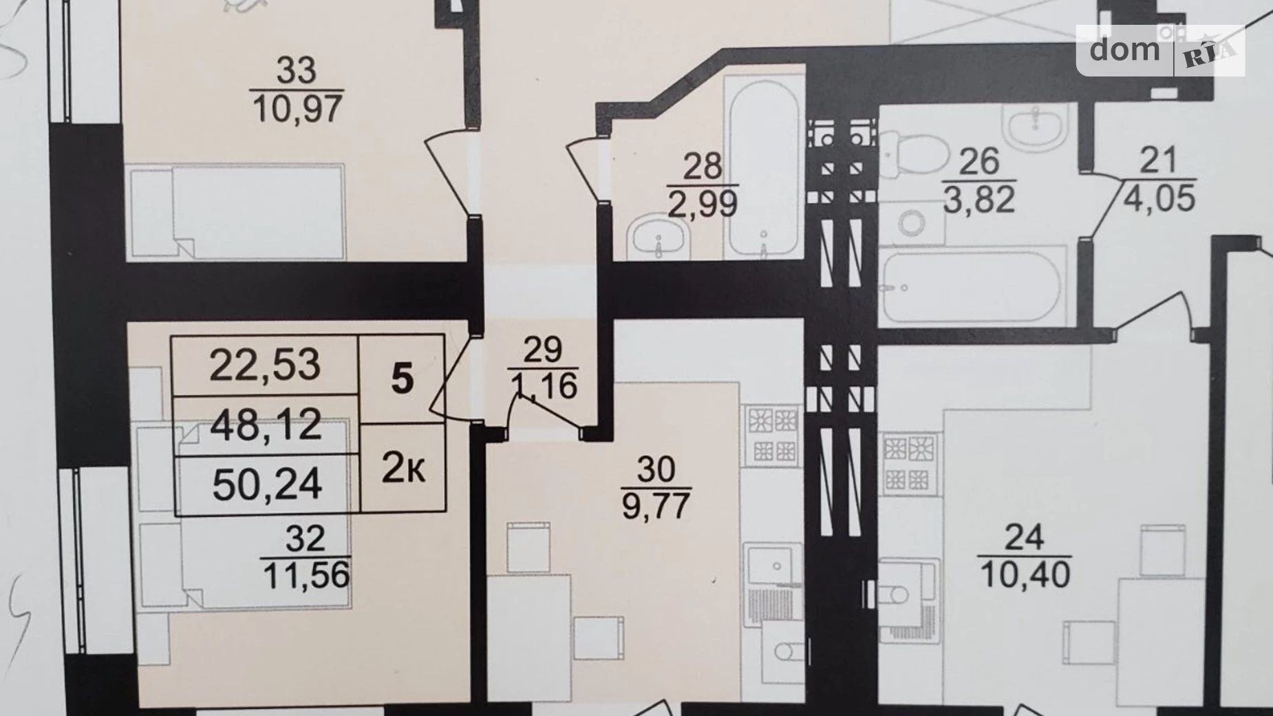 2-комнатная квартира 54 кв. м в Тернополе, вулиця Корольова