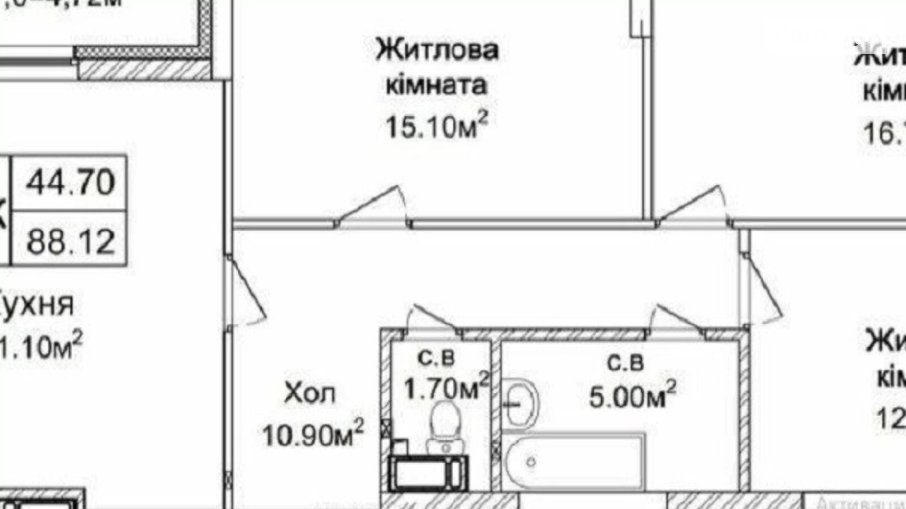 Продается 1-комнатная квартира 90 кв. м в Киеве, ул. Львовская, 15