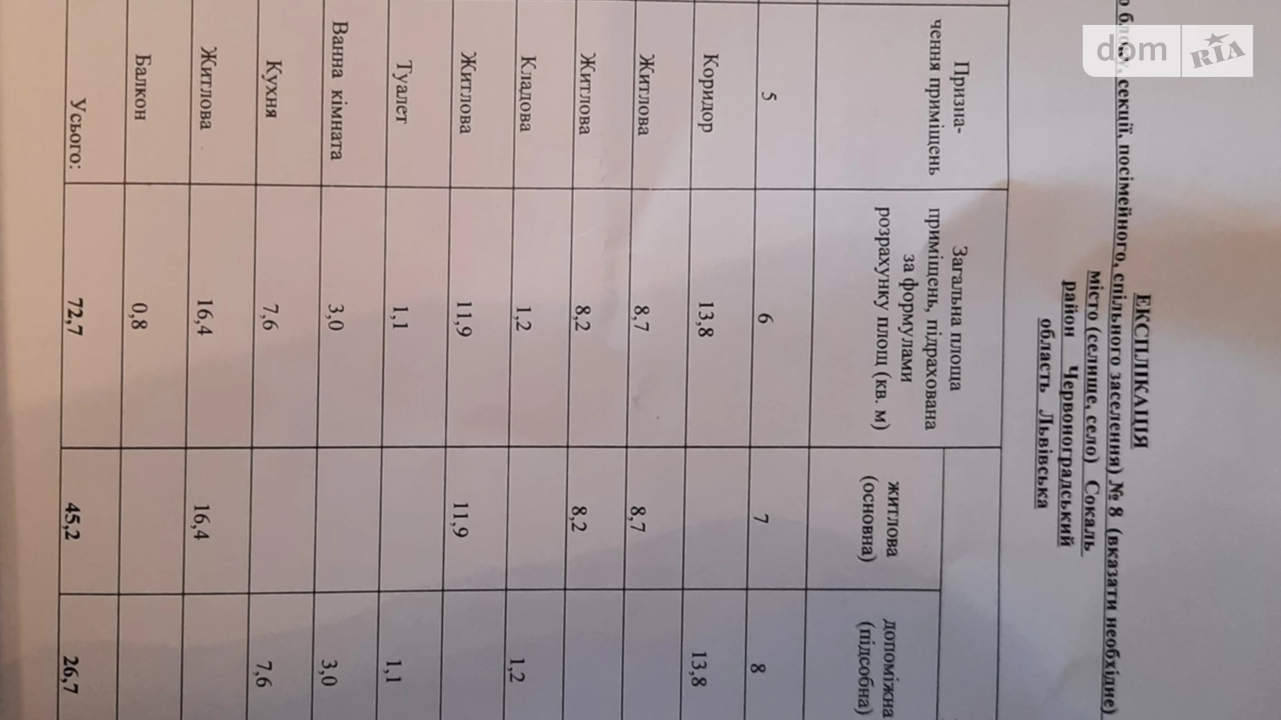 Продається 4-кімнатна квартира 72 кв. м у Сокалі, вул. Шептицького, 39