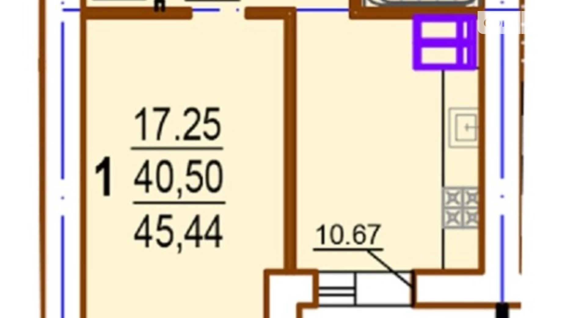 Продается 1-комнатная квартира 45.44 кв. м в Харькове, ул. Шекспира, 13