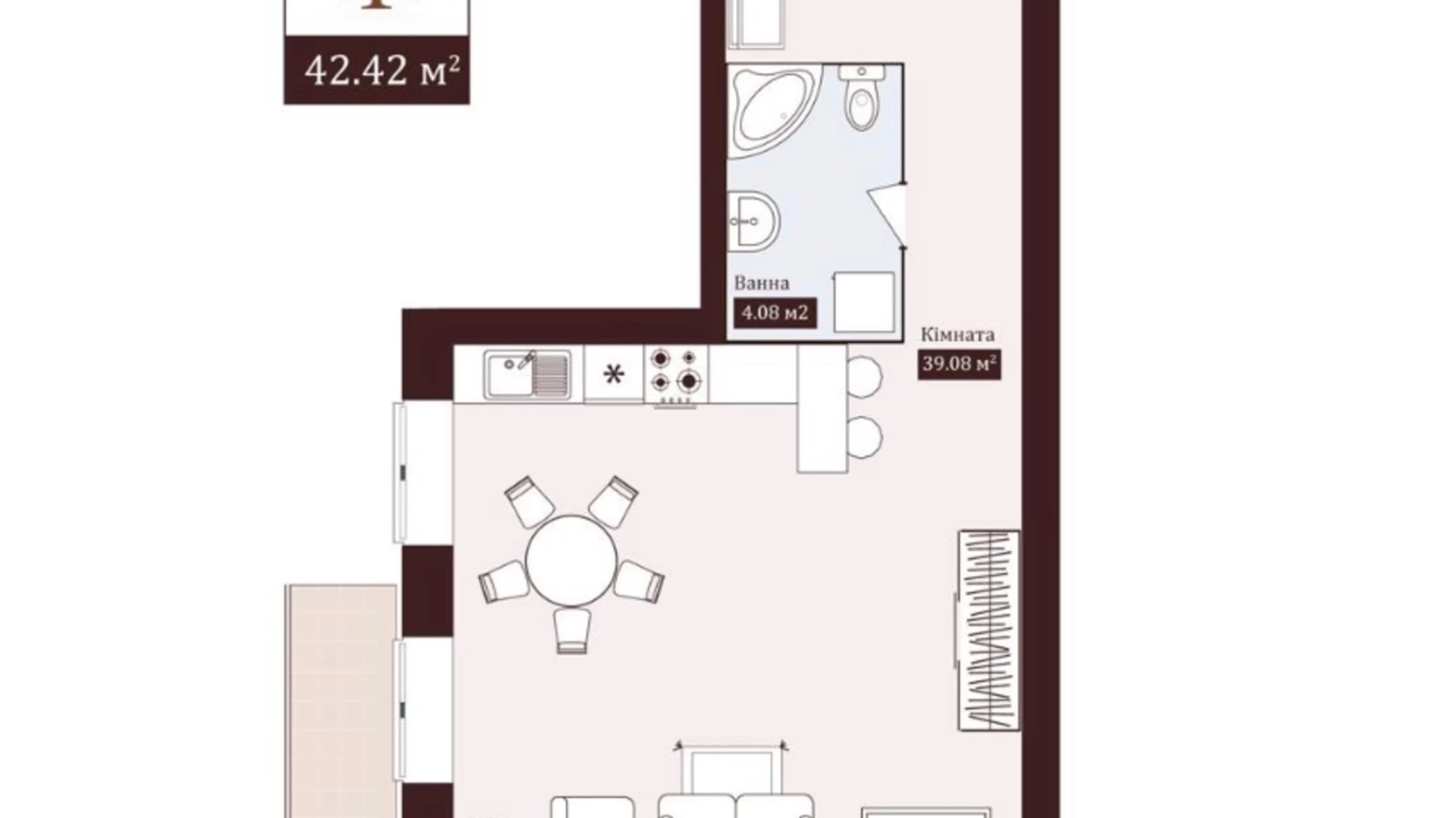 Продается 1-комнатная квартира 43 кв. м в Хмельницком, 2-й пер. Мирный, 16