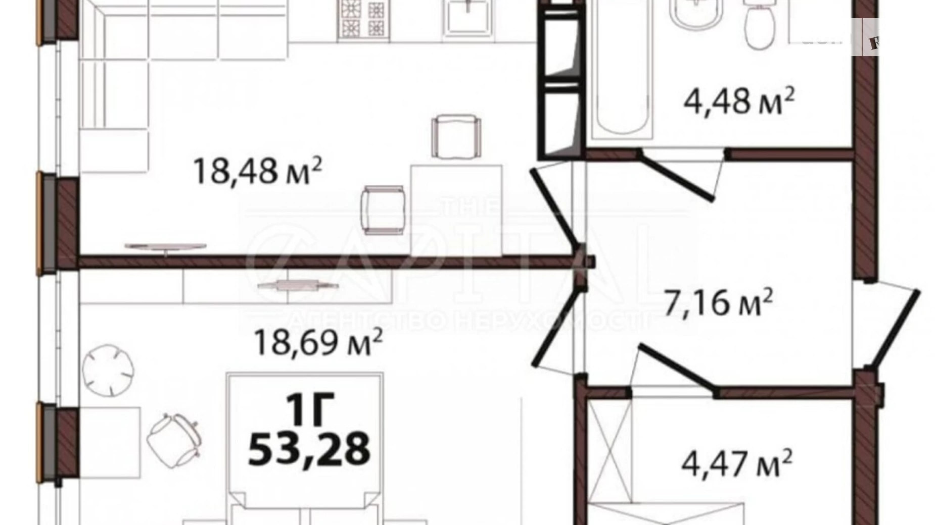 Продается 1-комнатная квартира 54 кв. м в Киеве, ул. Старонаводницкая, 44