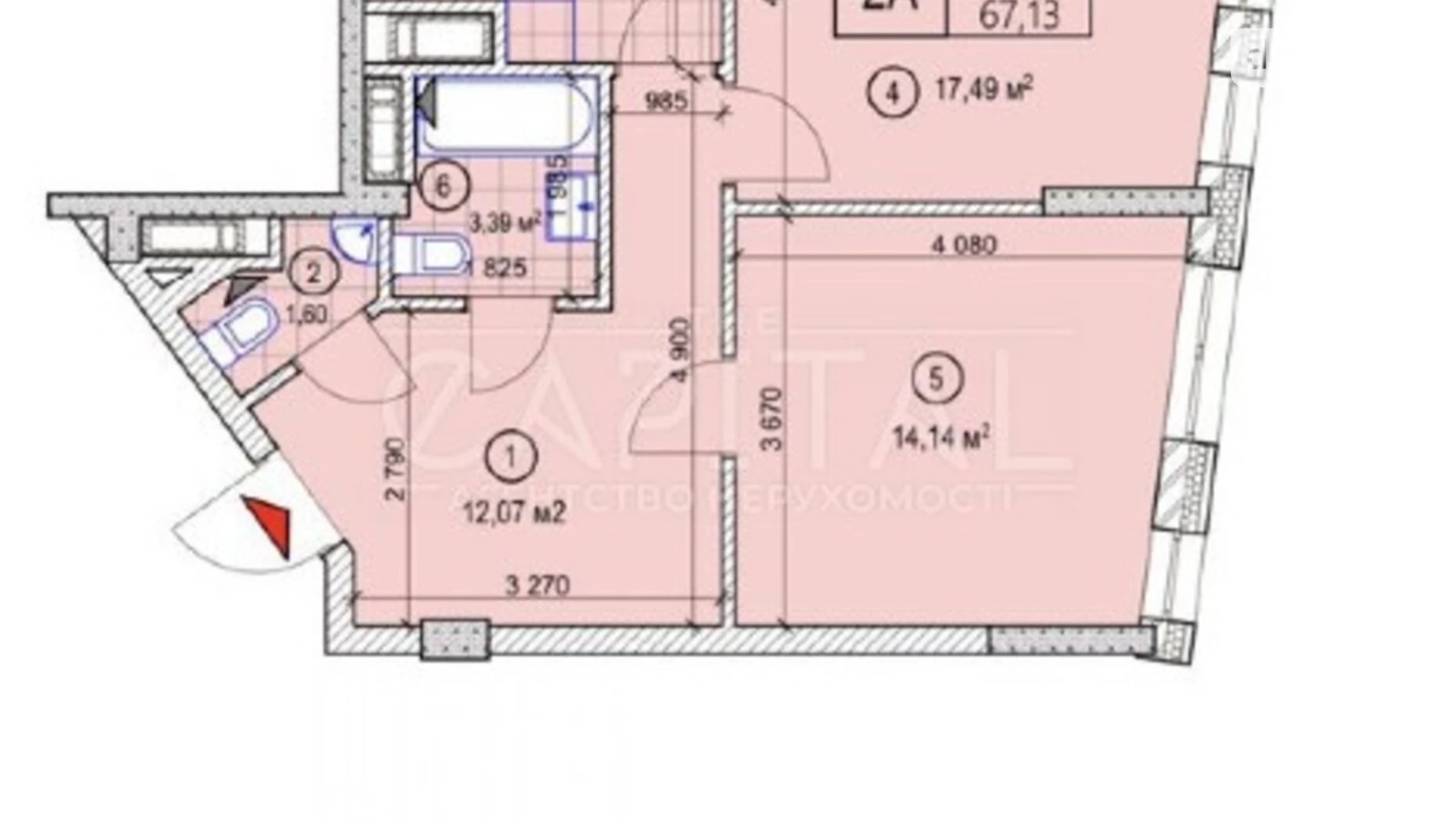 Продается 2-комнатная квартира 67 кв. м в Киеве, ул. Ломоносова, 33/43