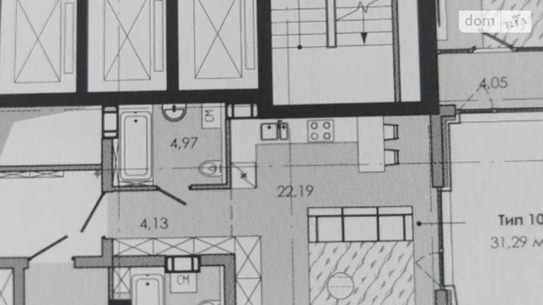 Продається 1-кімнатна квартира 31.35 кв. м у Дніпрі, вул. Набережна Перемоги, 128