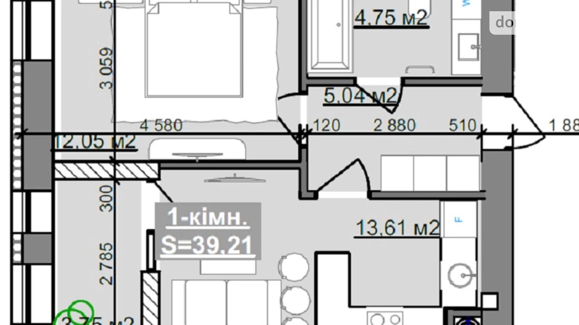 Продается 1-комнатная квартира 39.21 кв. м в Ивано-Франковске, ул. Национальной Гвардии, 14