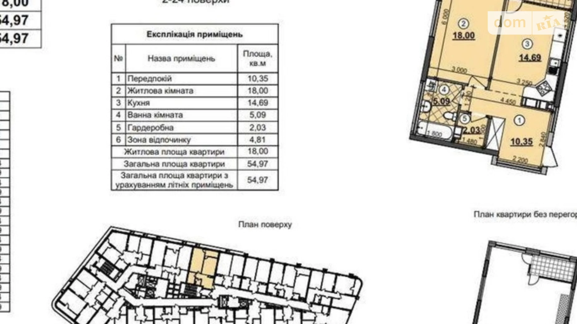 Продається 1-кімнатна квартира 54.97 кв. м у Києві, вул. Причальна