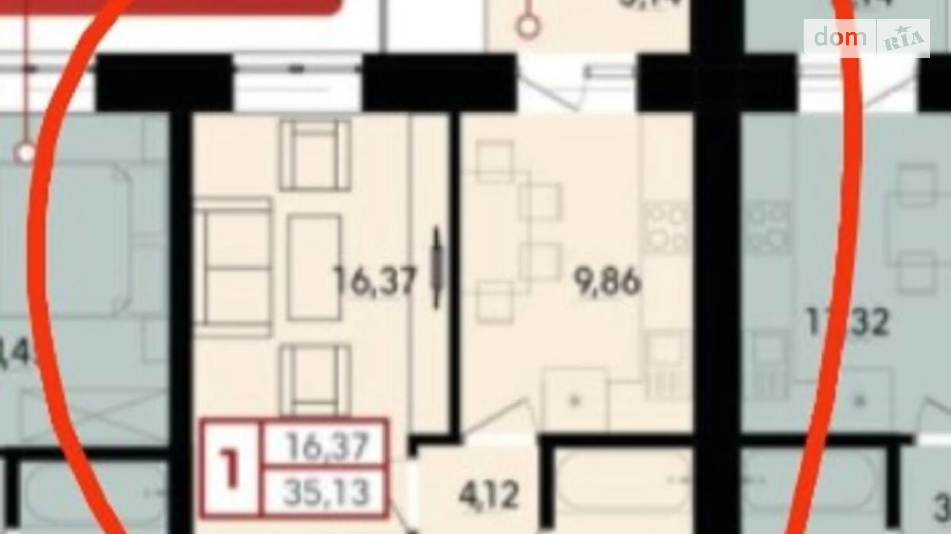 Продается 1-комнатная квартира 37 кв. м в Хмельницком, ул. Транспортная, 11/3 - фото 2